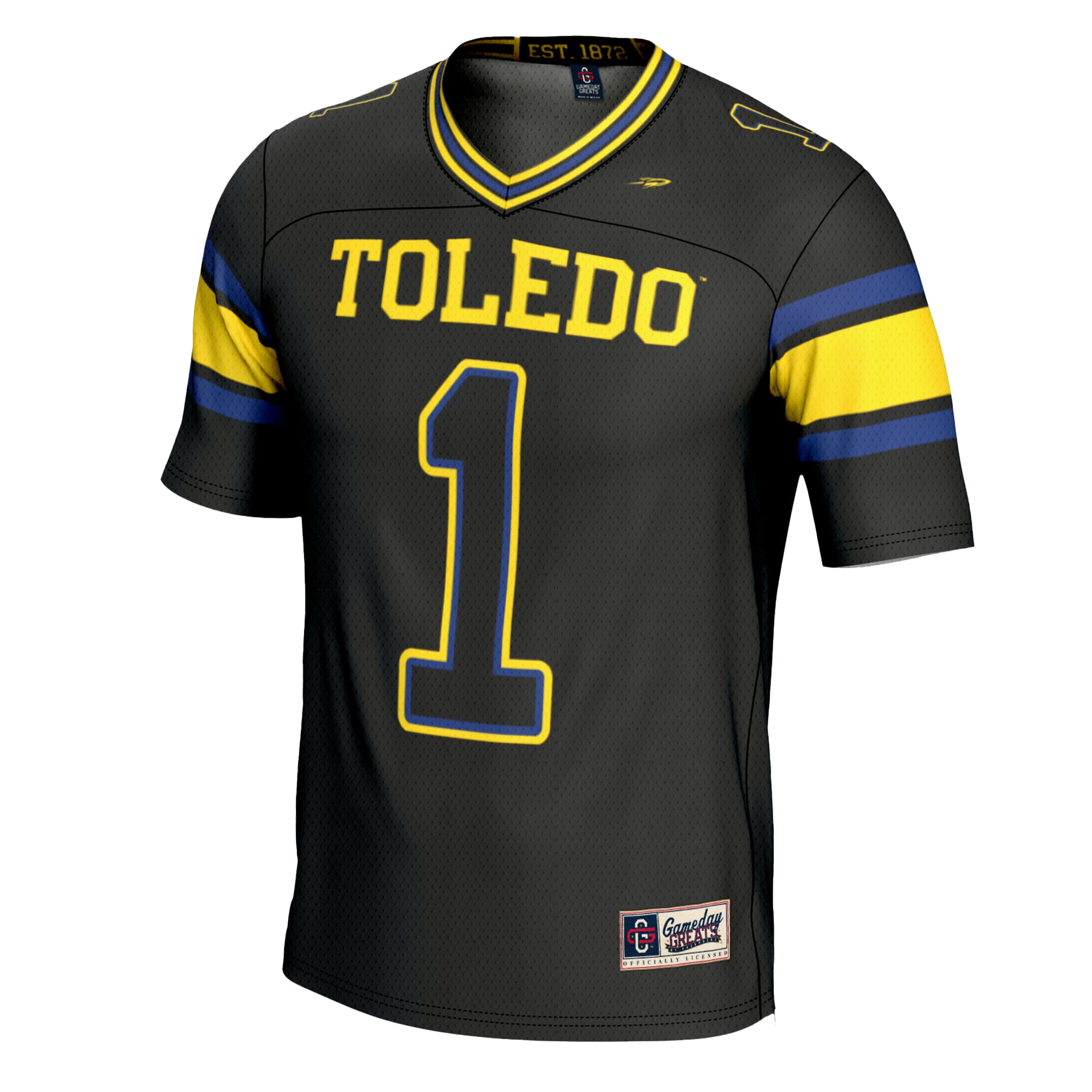 #1 Toledo Rockets Youth Football Jersey Black - front view