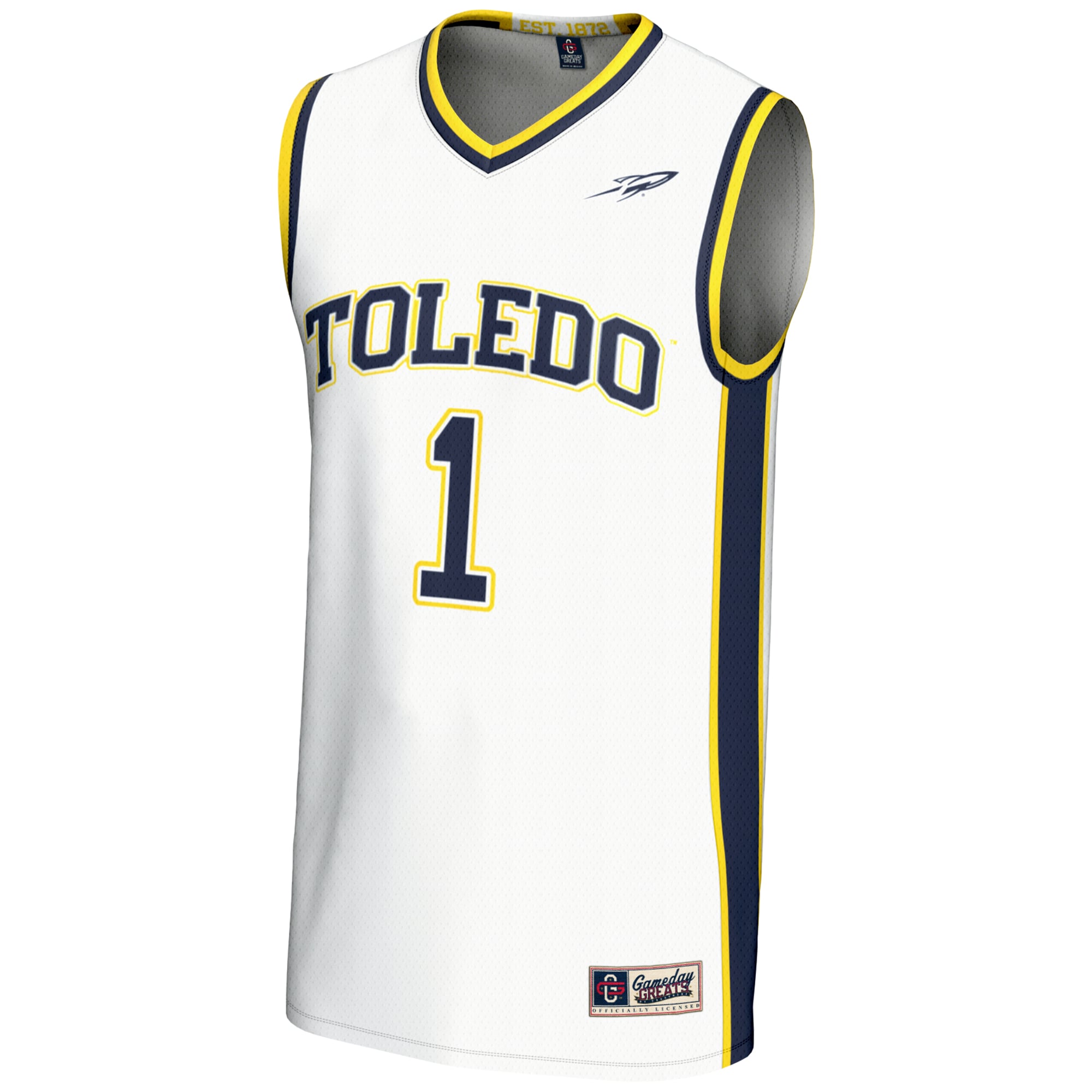 #1 Toledo Rockets Youth Lightweight Basketball Jersey White - front view