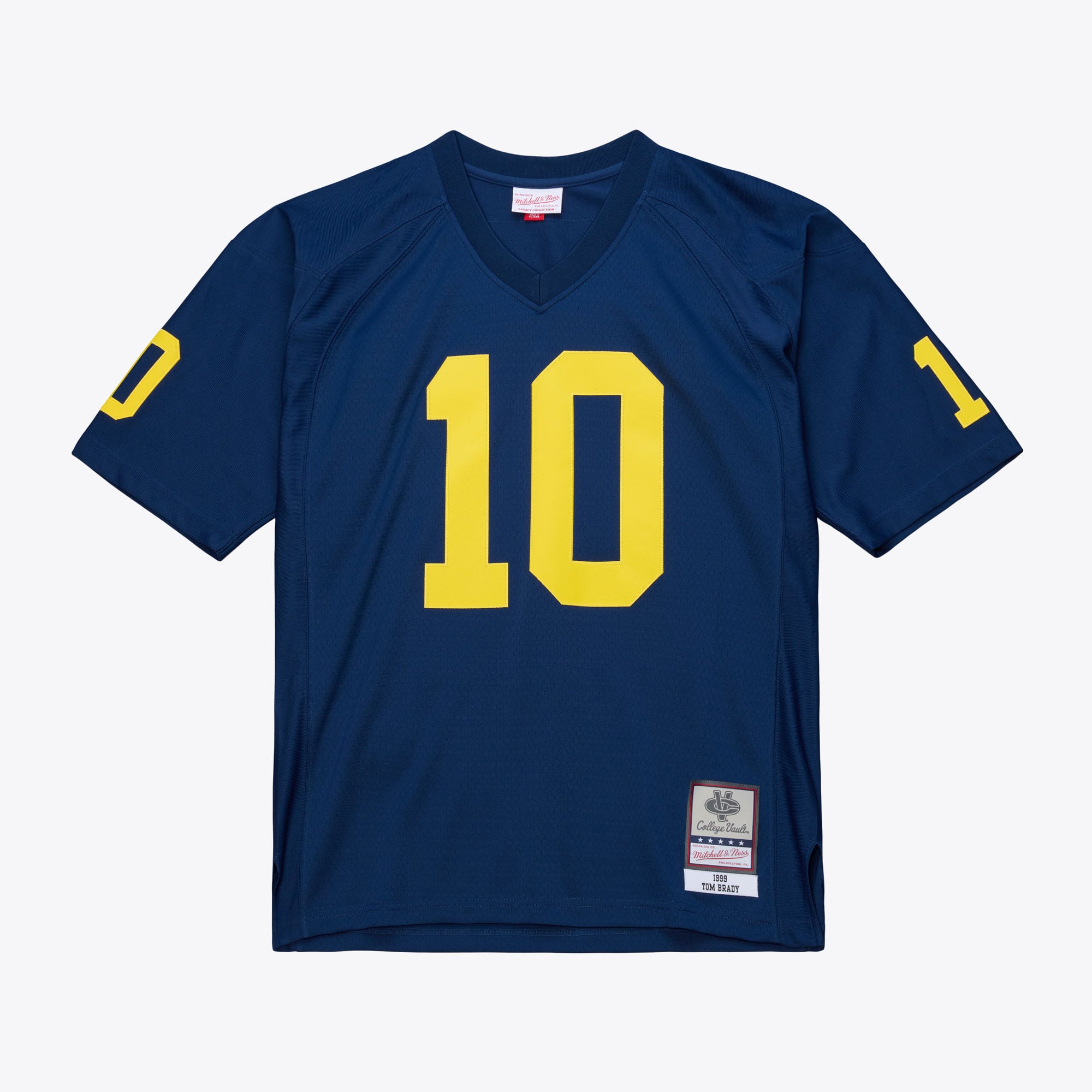 Tom Brady Michigan Wolverines 1999 Jersey Navy - front and back view