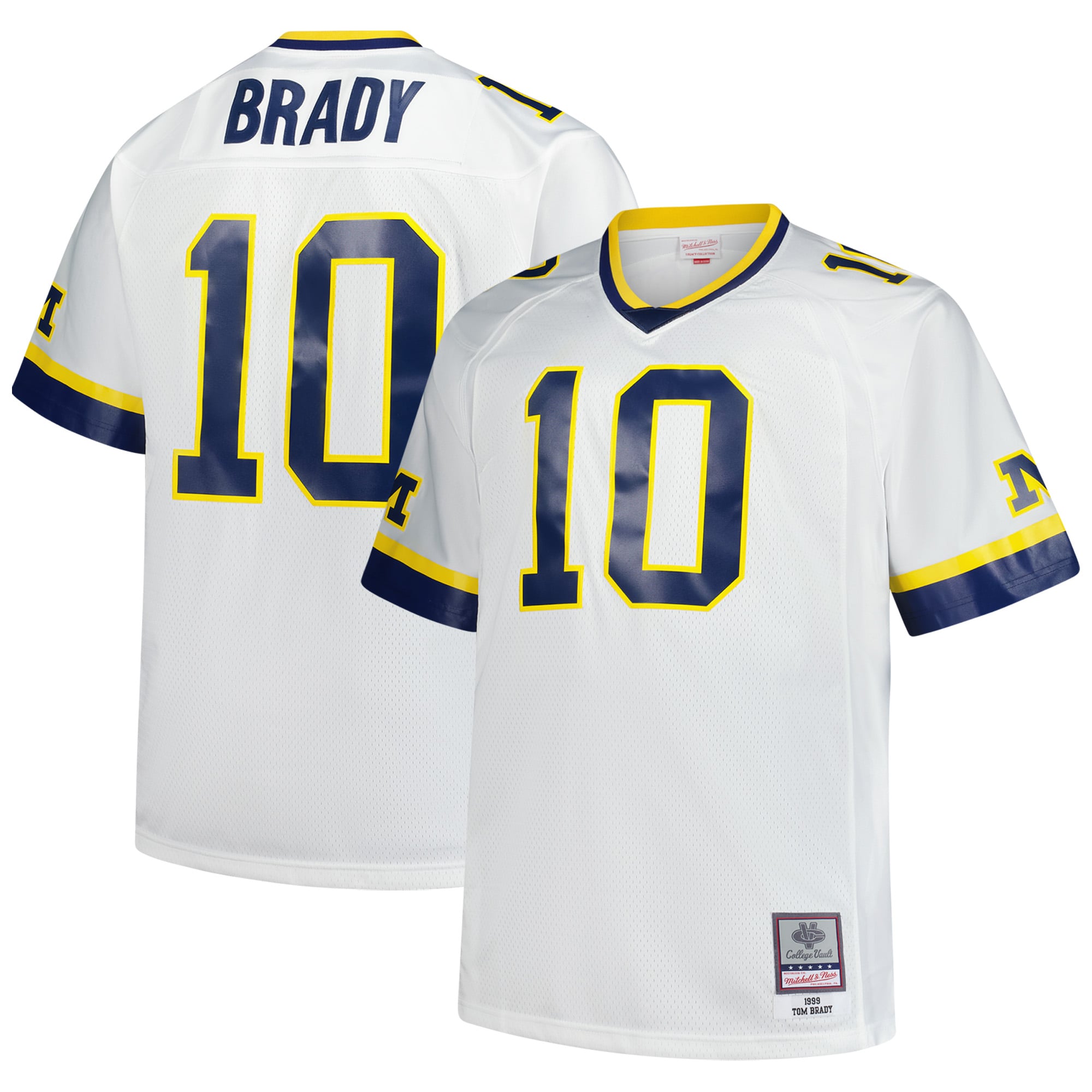 Tom Brady Michigan Wolverines Big & Tall 1999 Jersey White - front and back view