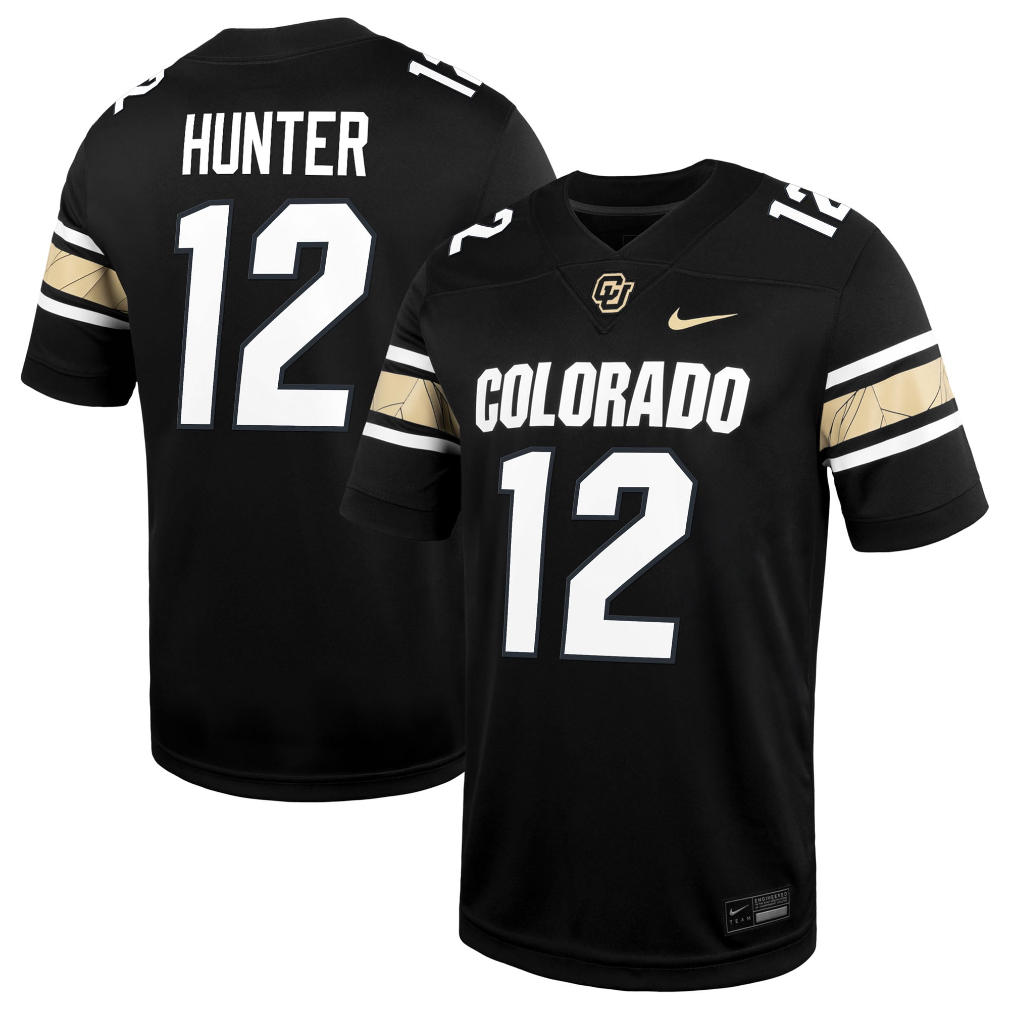 Travis Hunter Colorado Buffaloes Alternate Alumni Jersey Black - front and back view