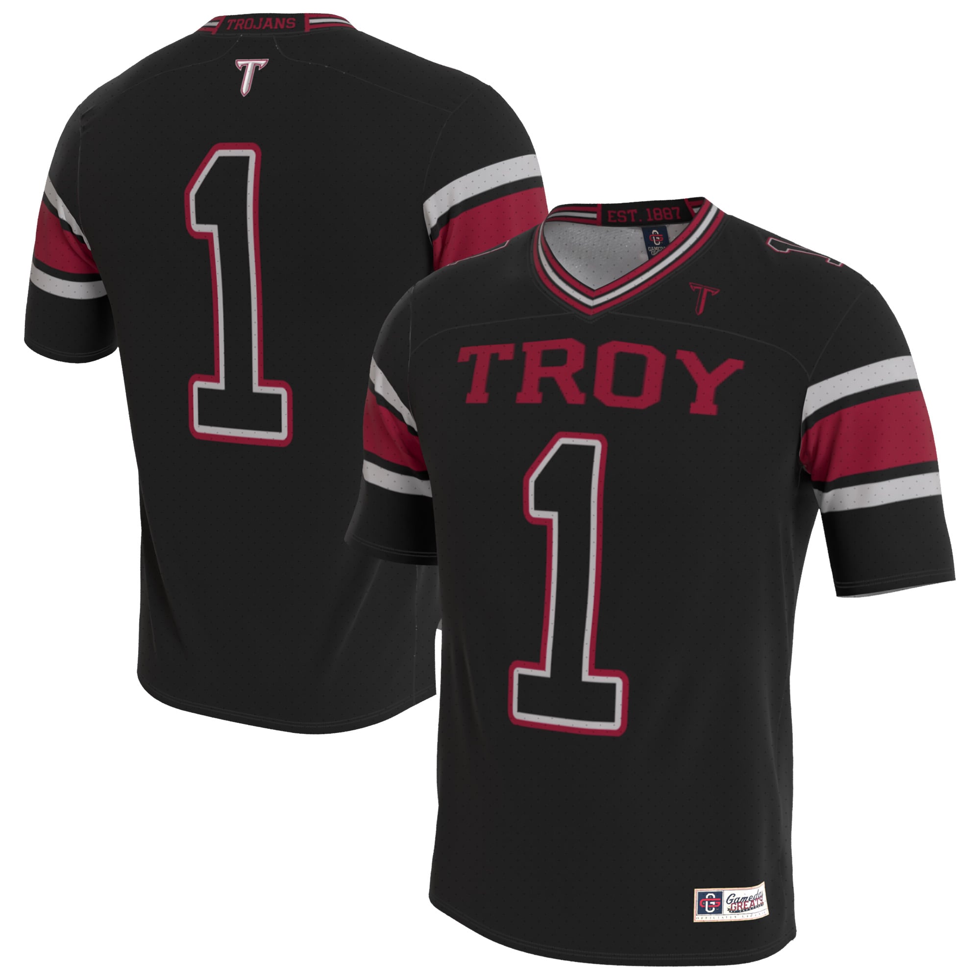 Troy University Trojans Unisex Lightweight Collegiate Football Blackout - front and back view