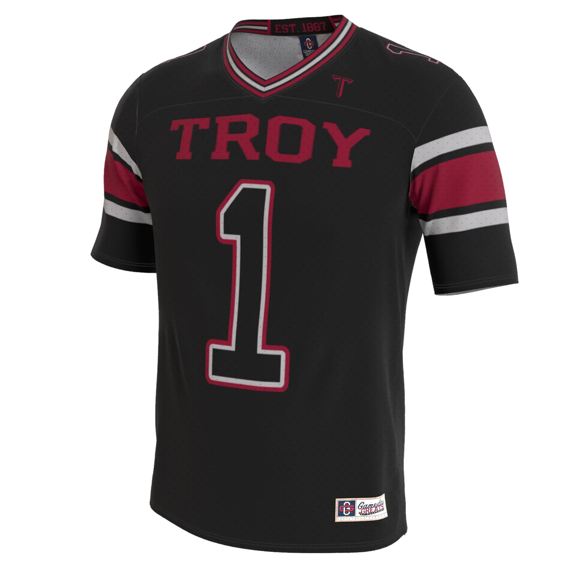 Troy University Trojans Unisex Lightweight Collegiate Football Blackout Fashion Jersey - front view