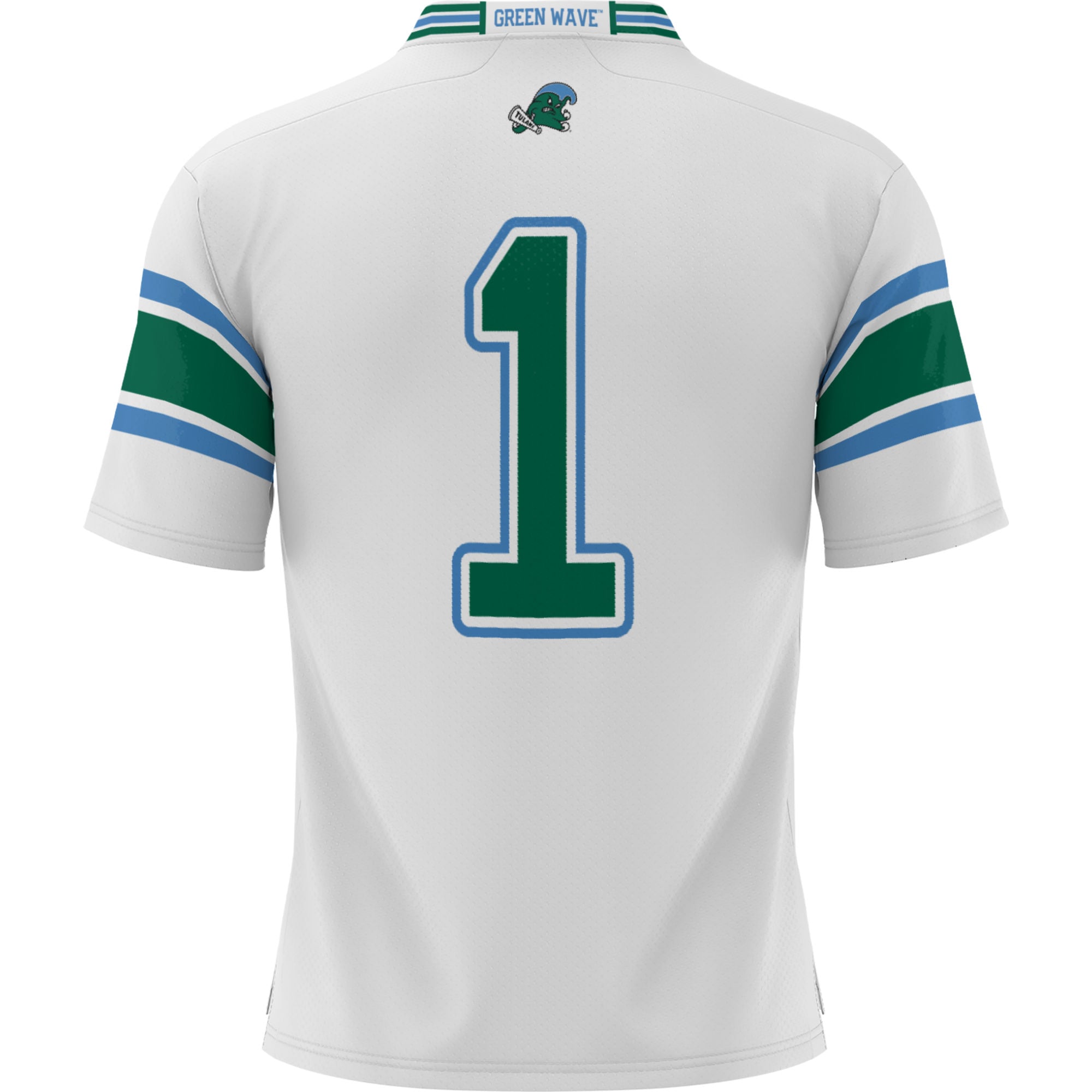 #1 Tulane Green Wave Football Jersey White - back view