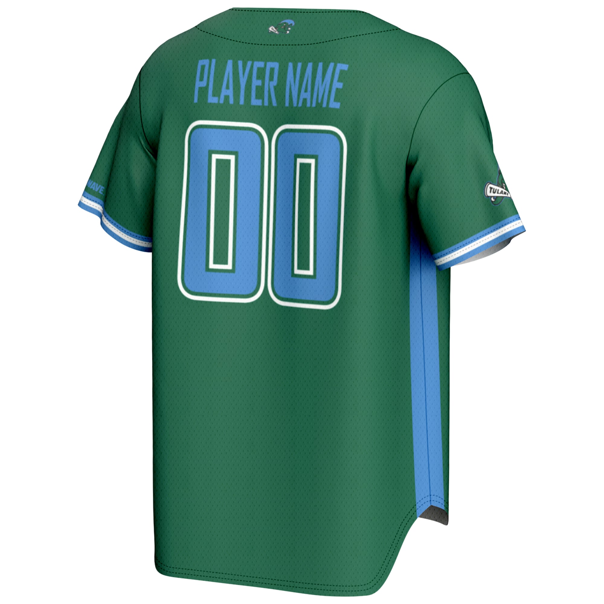 Tulane Green Wave Lightweight Baseball Jersey Green - back view