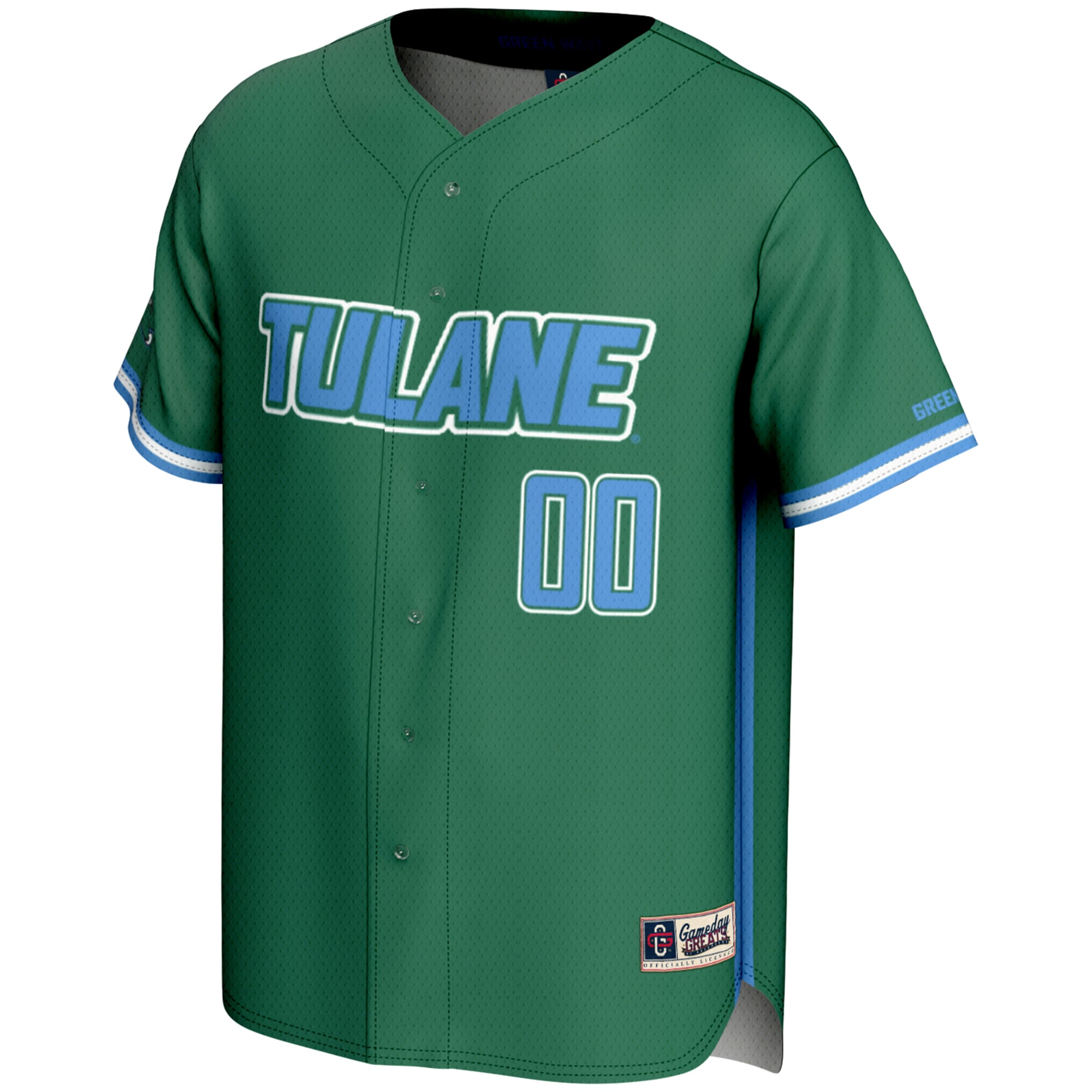 Tulane Green Wave Lightweight Baseball Jersey Green - front view
