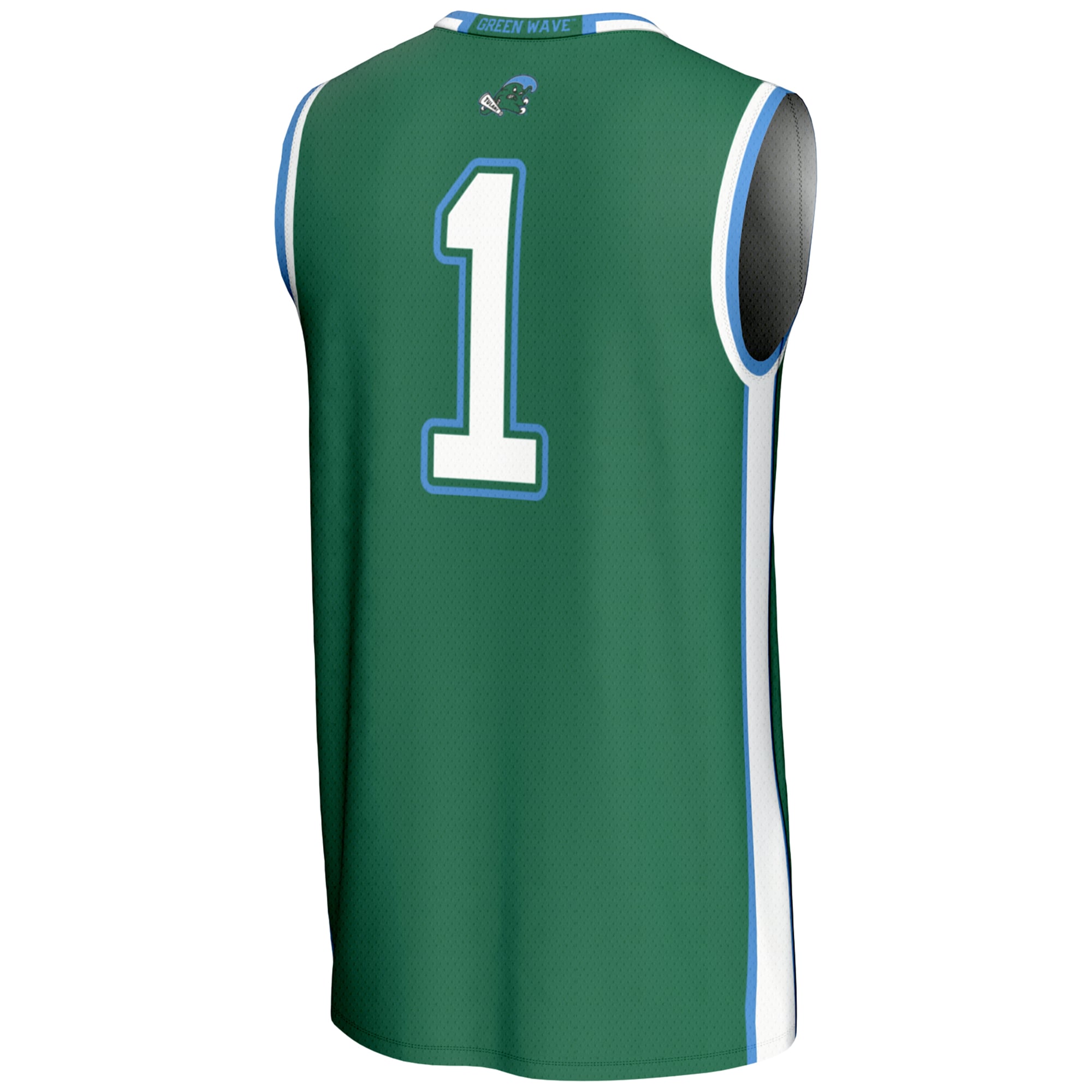 #1 Tulane Green Wave Lightweight Basketball Jersey Green - back view