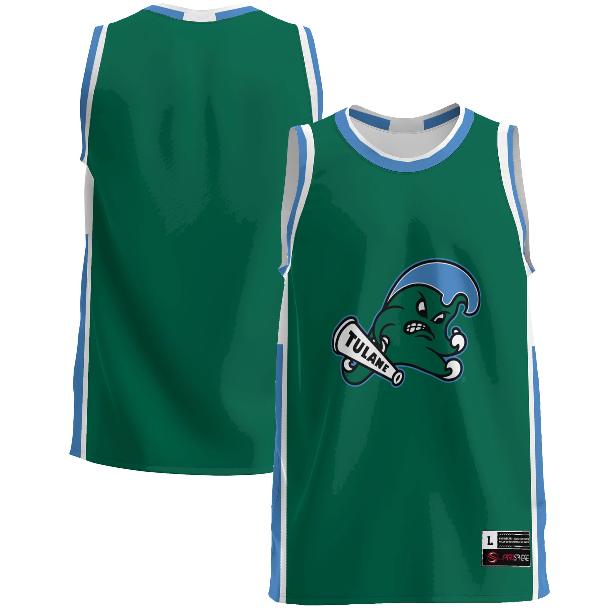 Tulane Green Wave Lightweight Basketball Jersey Green - front and back view