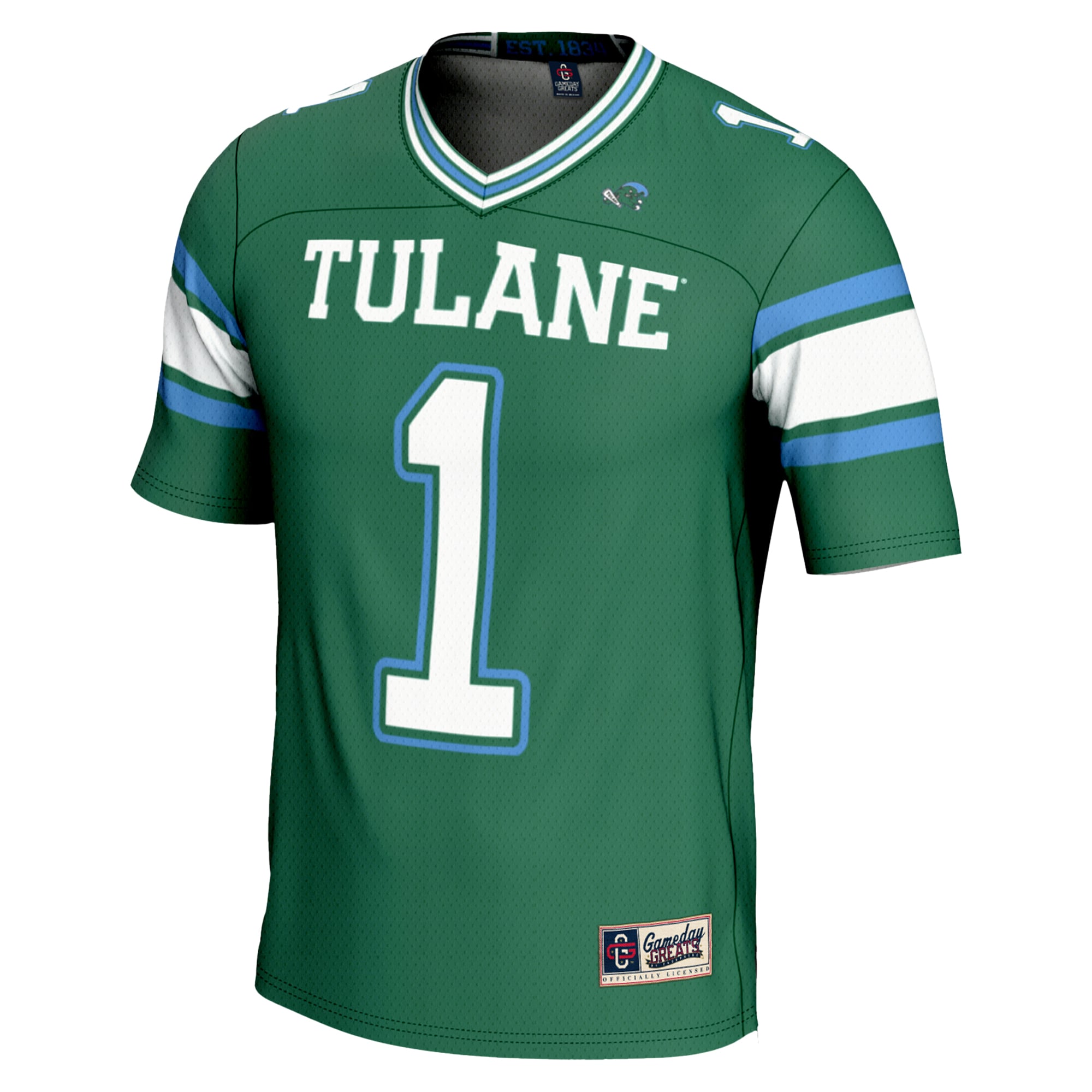 #1 Tulane Green Wave Youth Football Jersey Green - back view