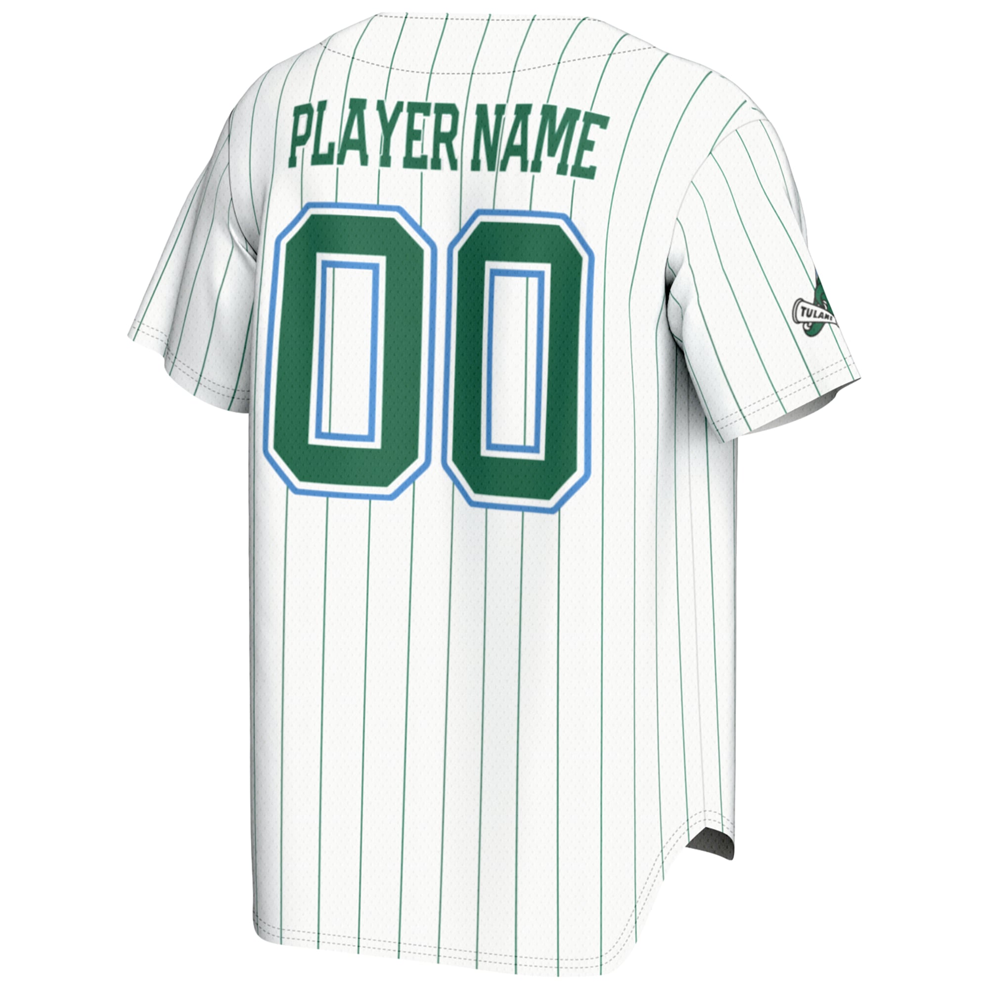 Tulane Green Wave Youth Lightweight Baseball Jersey White - back view