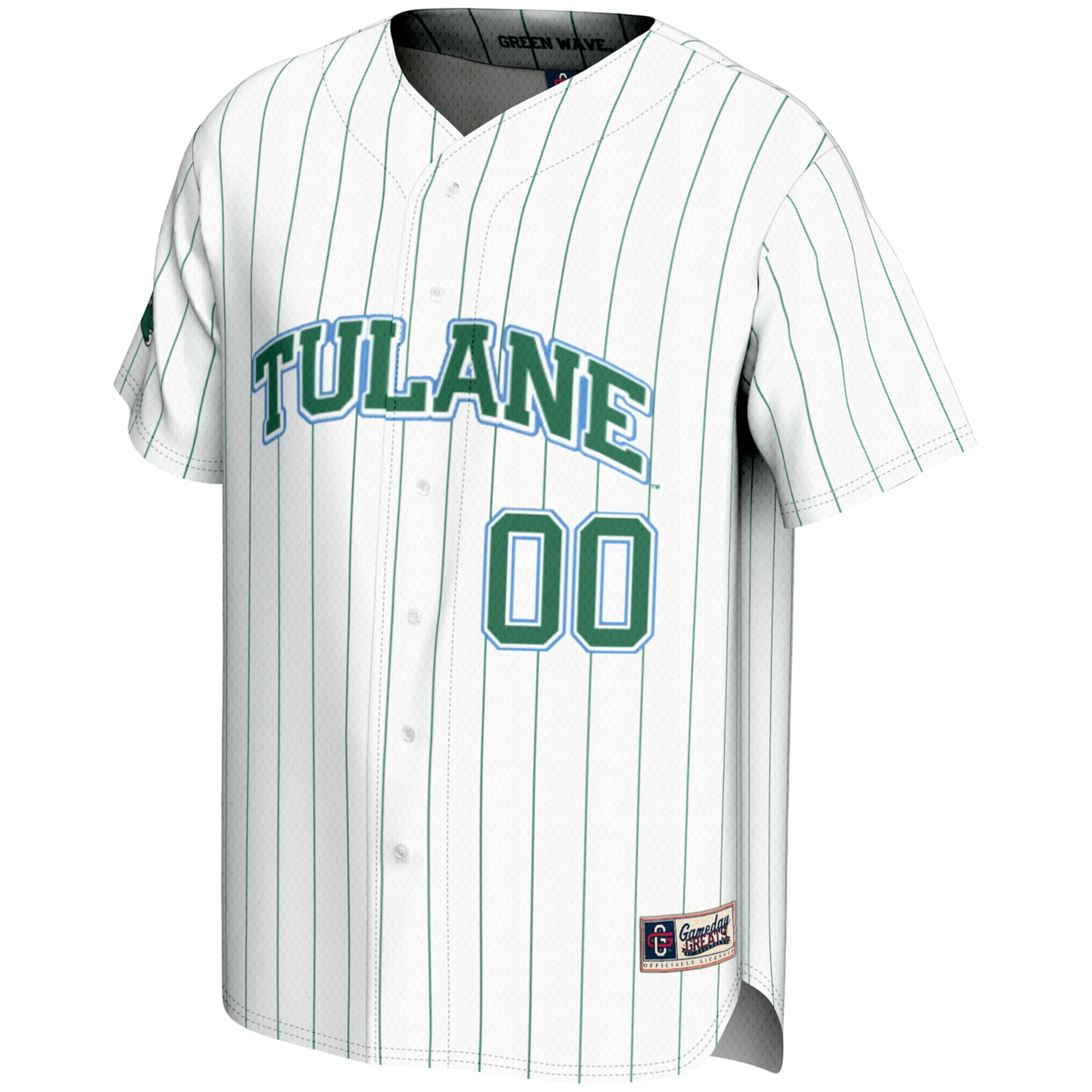 Tulane Green Wave Youth Lightweight Baseball Jersey White - front view
