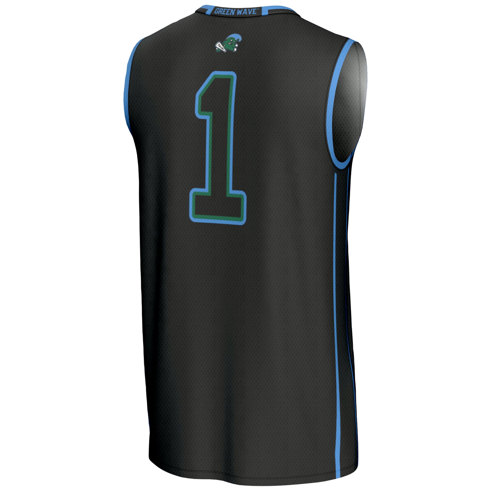 #1 Tulane Green Wave Youth Lightweight Basketball Jersey Black - back view