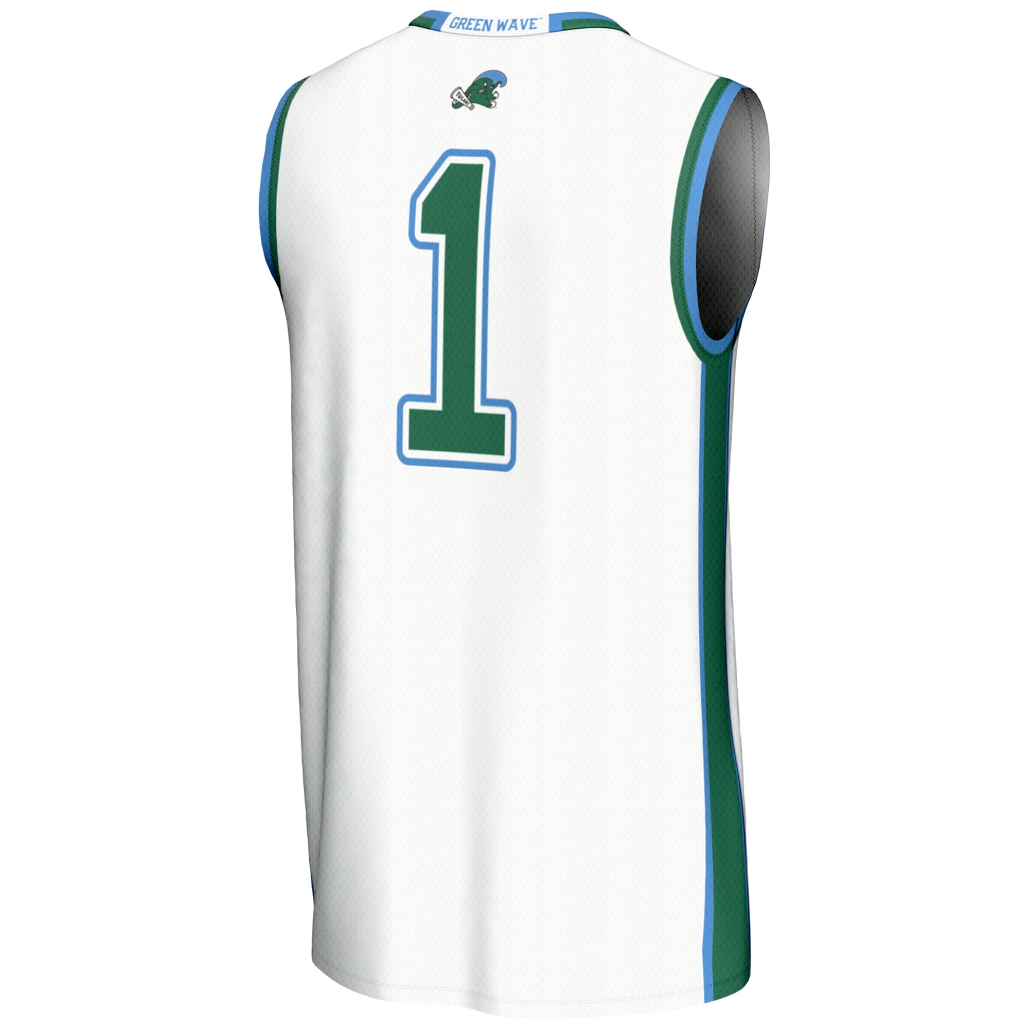 #1 Tulane Green Wave Youth Lightweight Basketball Jersey White - back view