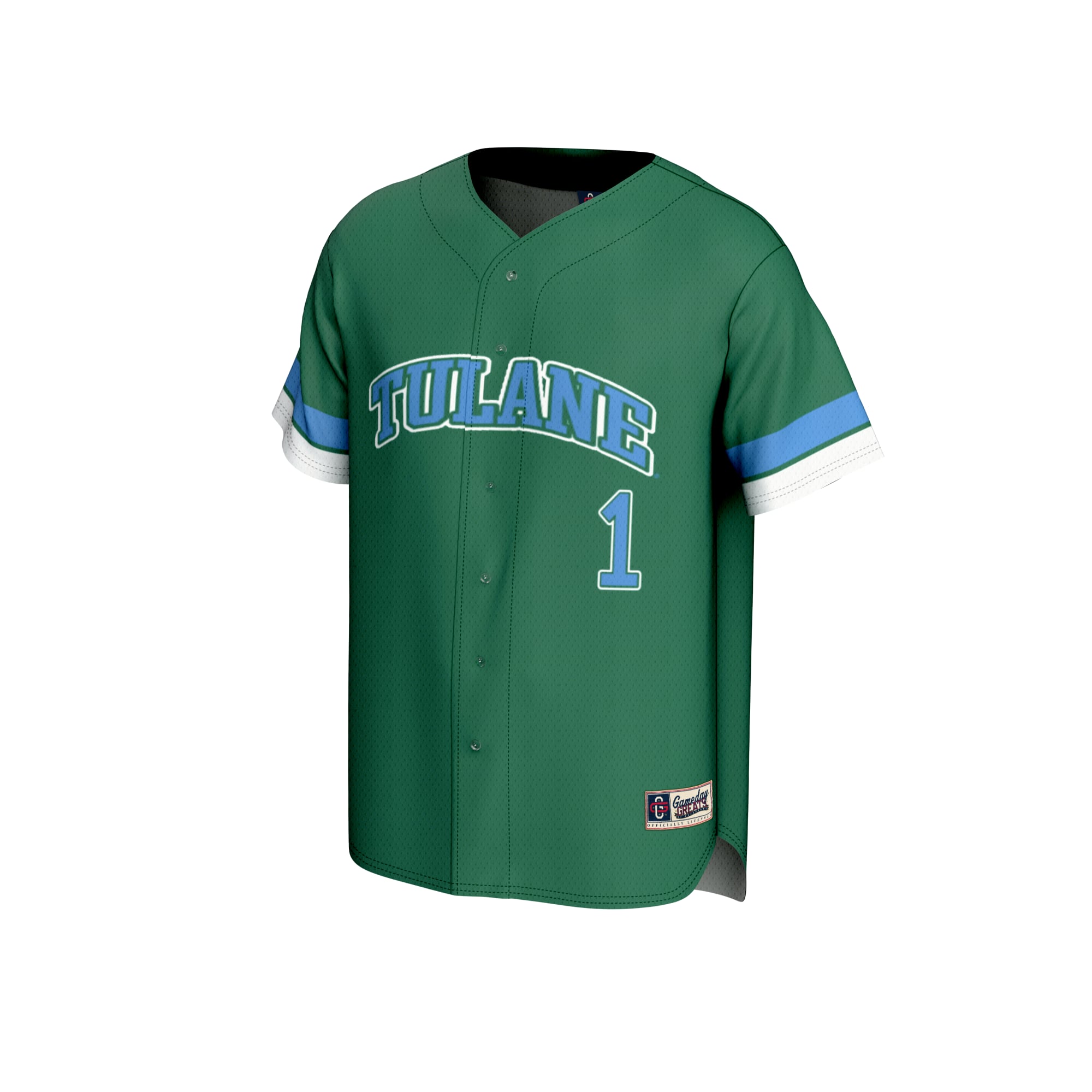 #1 Tulane Green Wave Youth Lightweight Collegiate Baseball Fashion Jersey Green - front view