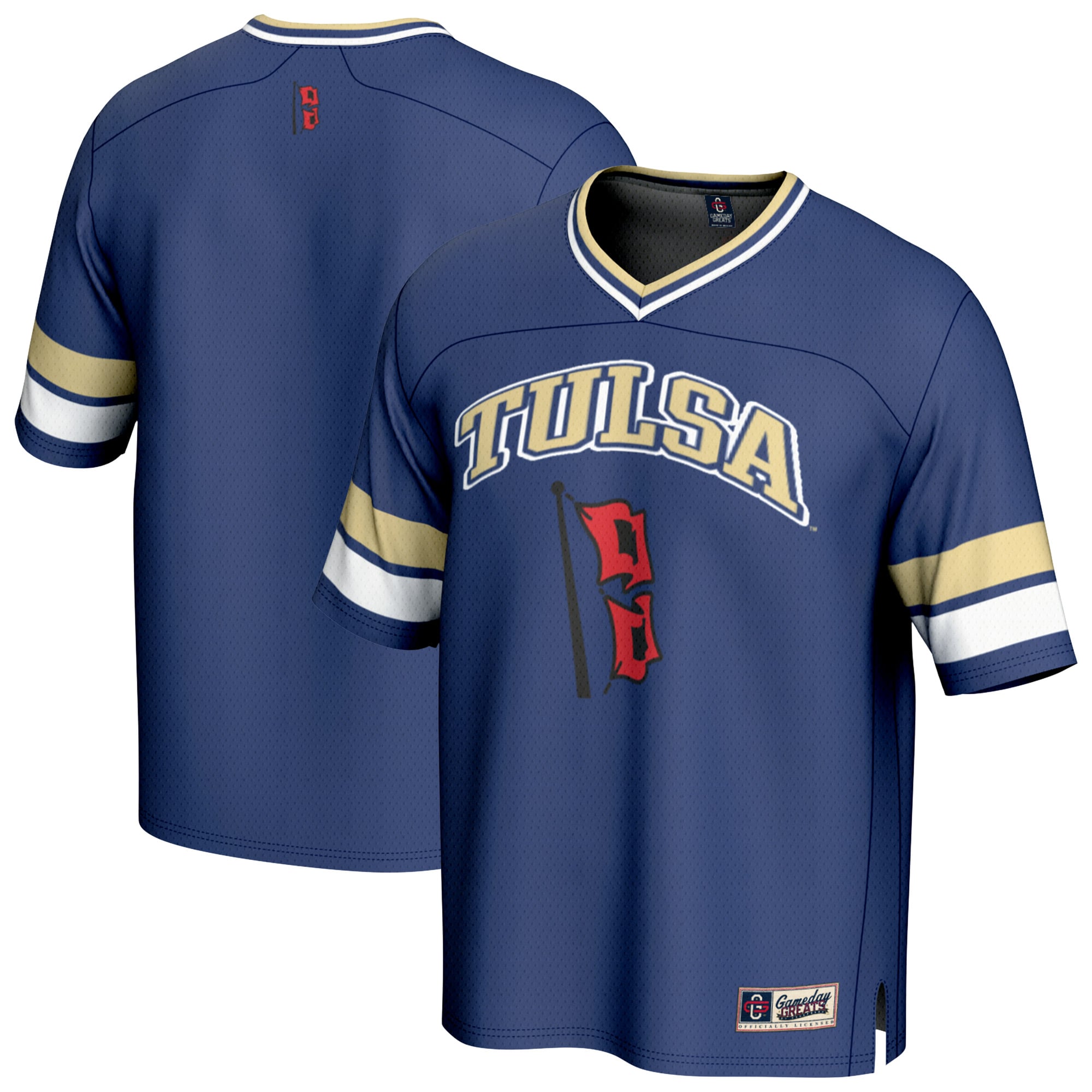 Tulsa Golden Hurricane Football Jersey Royal - front and back view