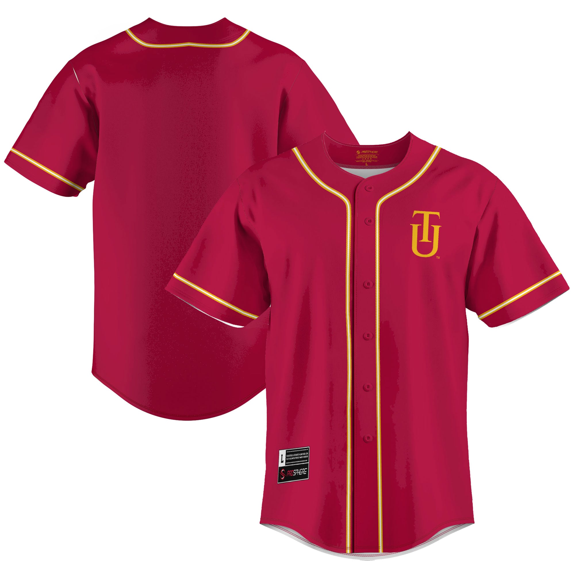 Tuskegee Golden Tigers Lightweight Baseball Jersey Crimson - front and back view