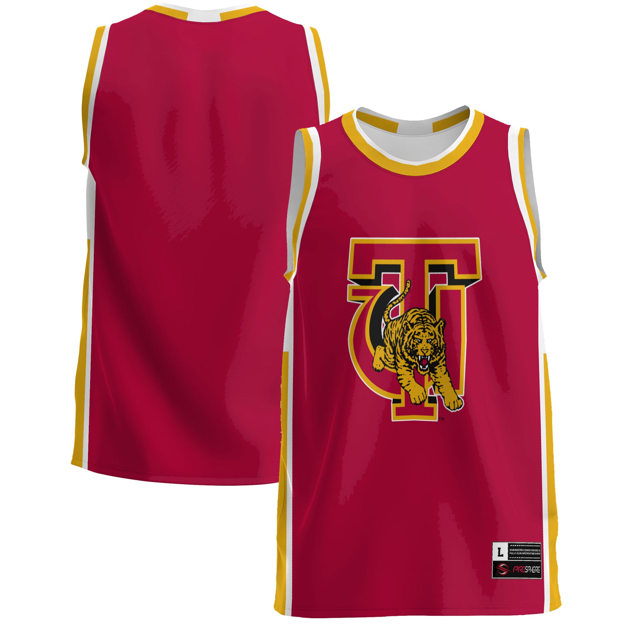 Tuskegee Golden Tigers Lightweight Basketball Jersey Crimson - front and back view