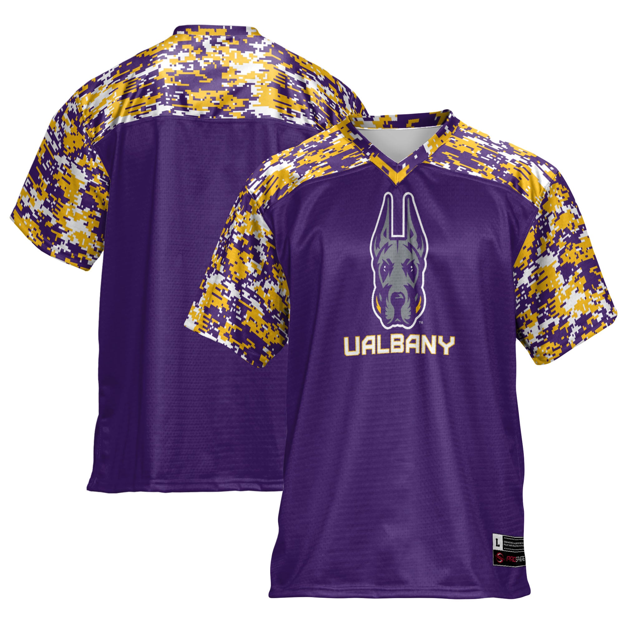 UAlbany Great Danes Football Jersey Purple - front and back view