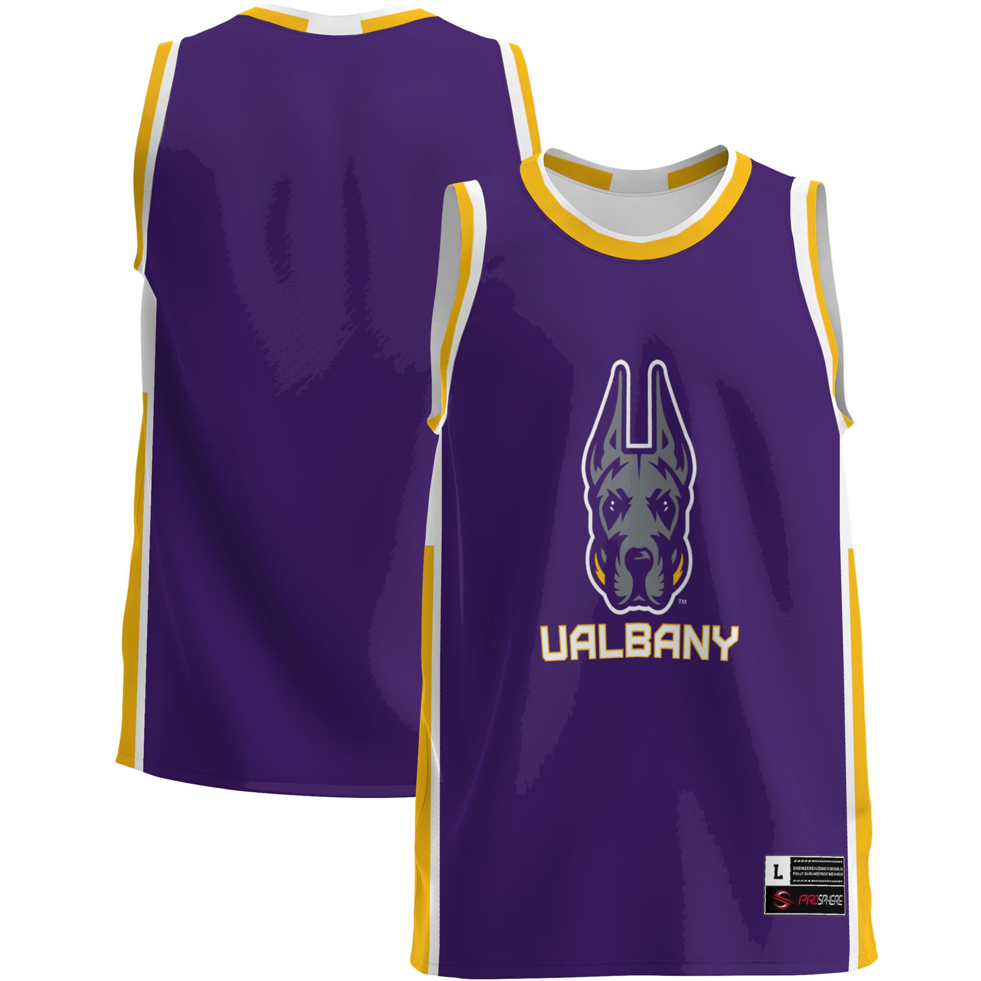 UAlbany Great Danes Lightweight Basketball Jersey Purple - front and back view
