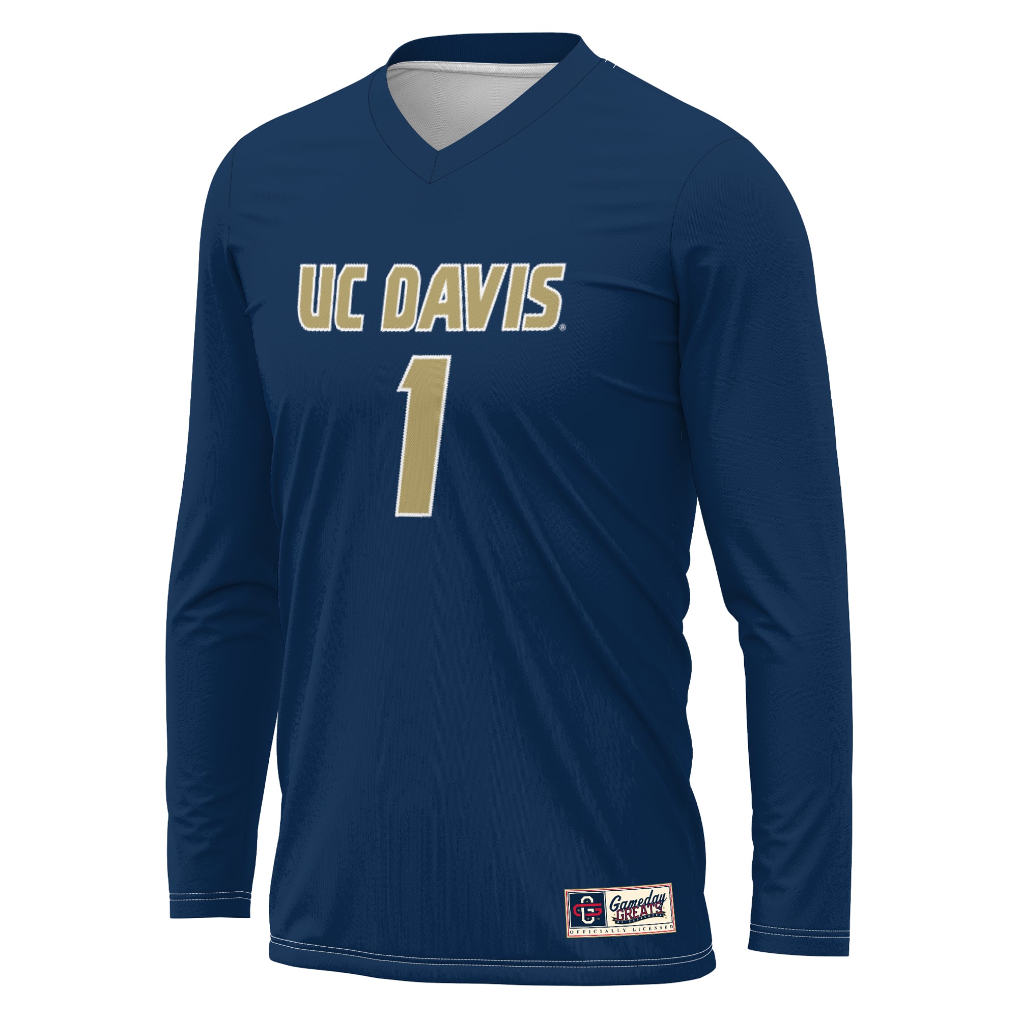 UC Davis Aggies Youth Lightweight Collegiate Volleyball Fashion Jersey Navy - front view