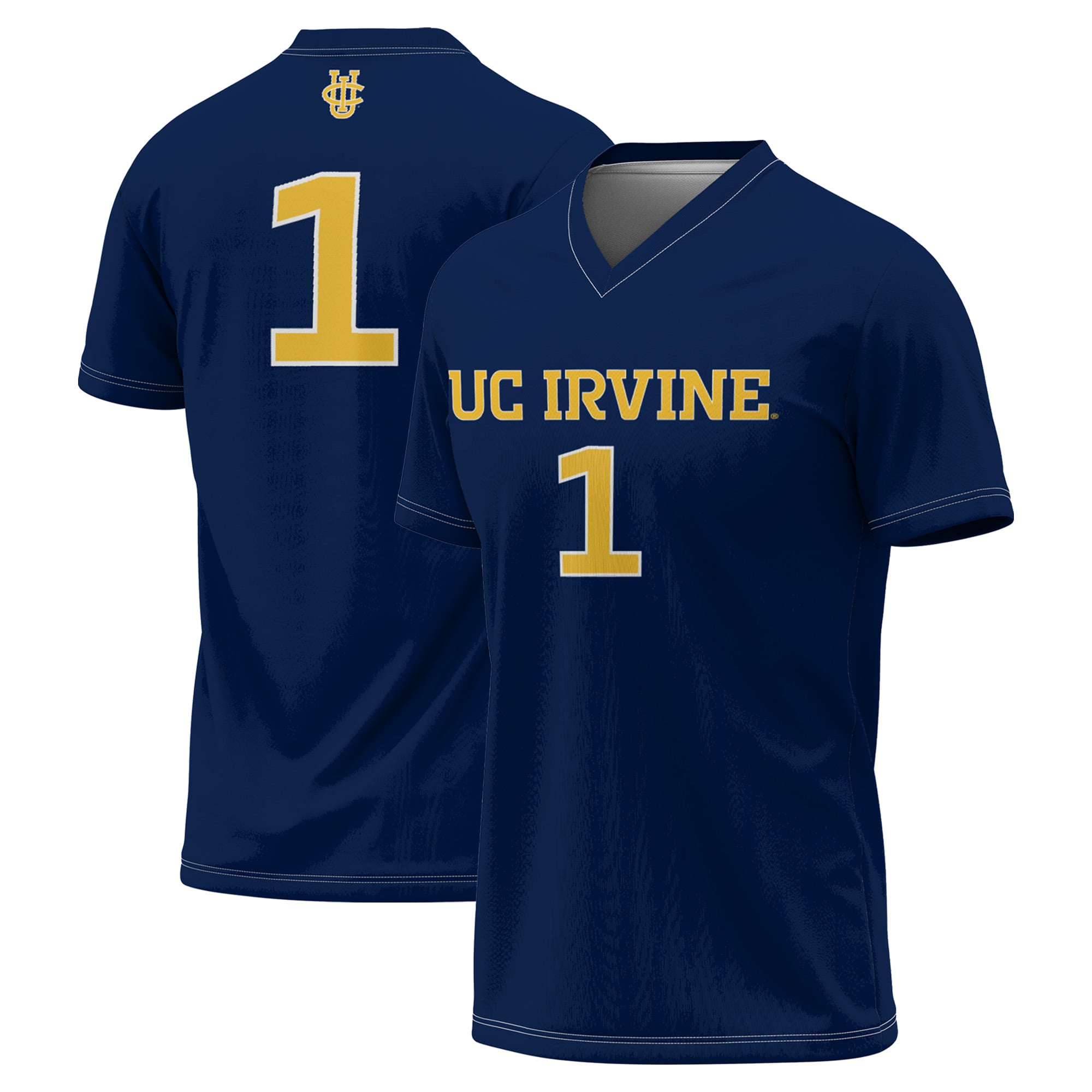 UC Irvine Anteaters Youth Lightweight Soccer Fashion Jersey Navy - front and back view