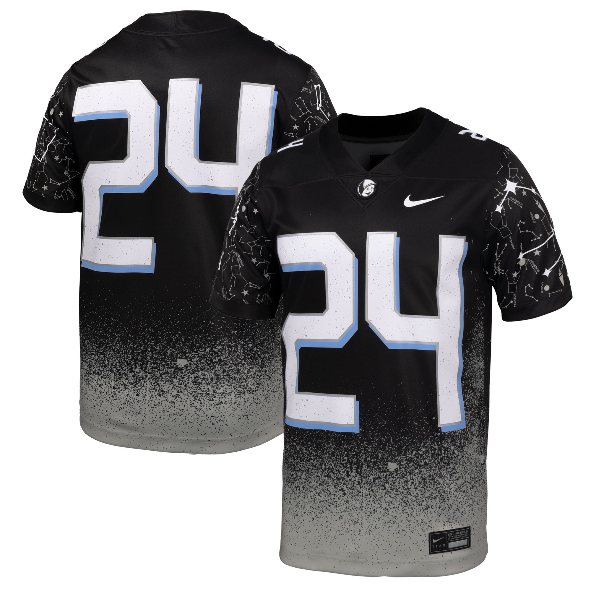 #24 UCF Knights 2024 Space Game Alternate Jersey Black - front and back view