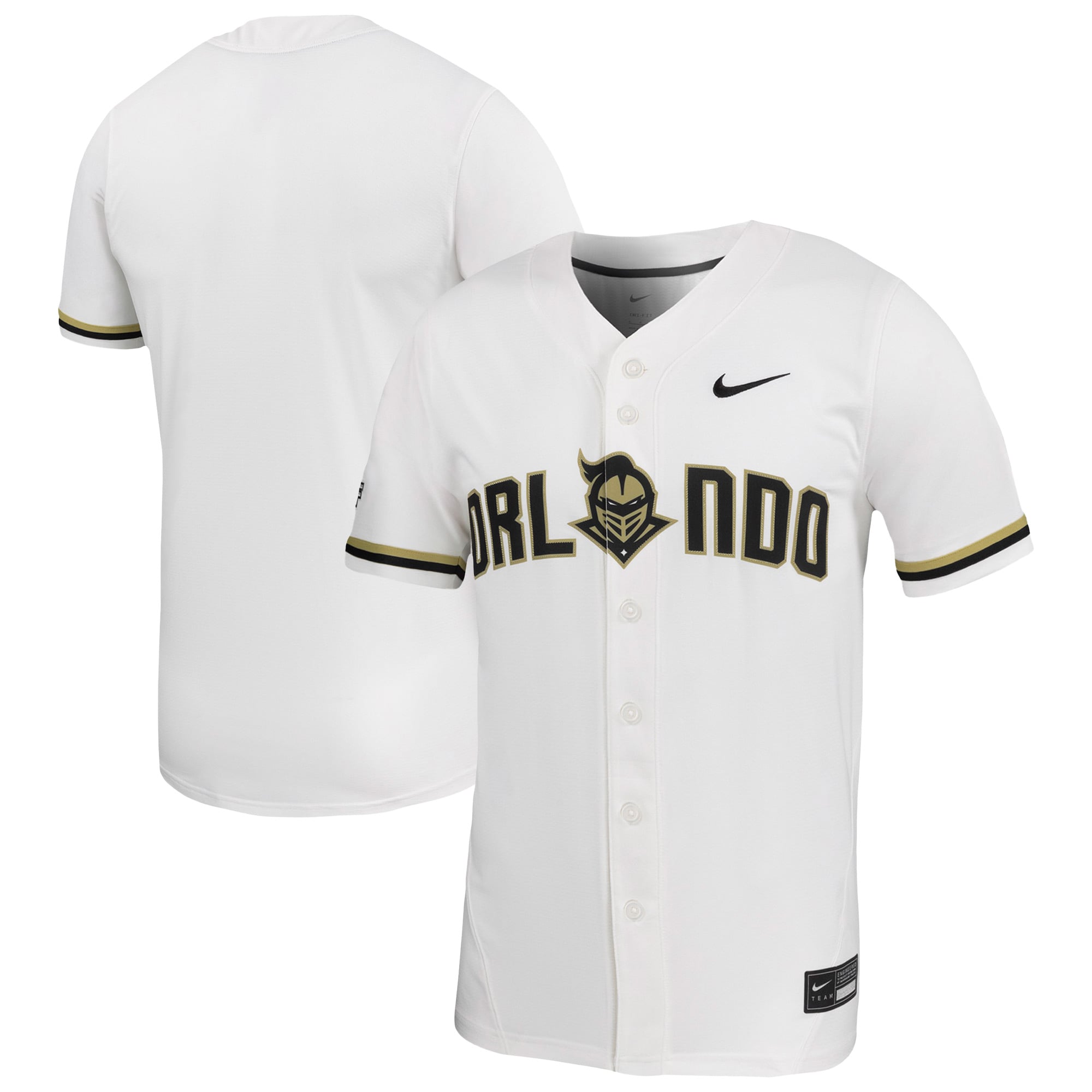 UCF Knights Baseball Jersey White - front and back view