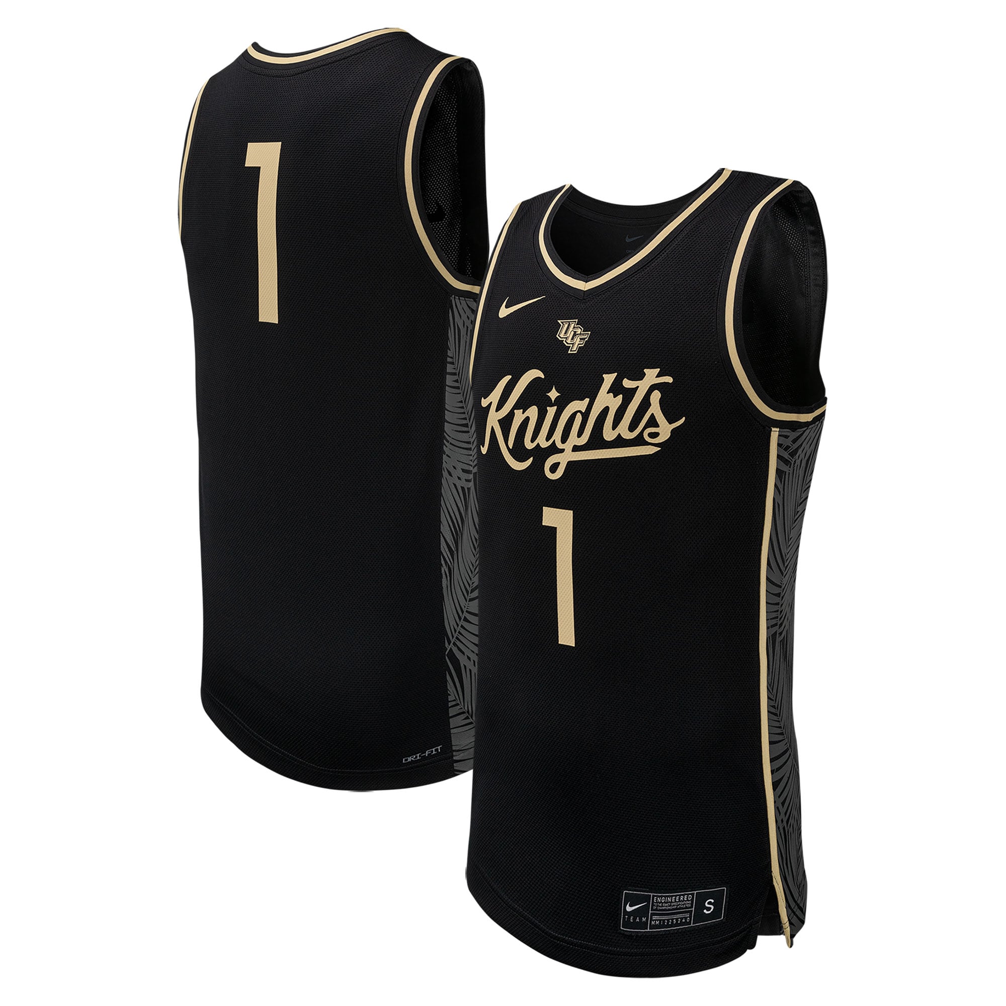 #1 UCF Knights Basketball Jersey Black - front and back view