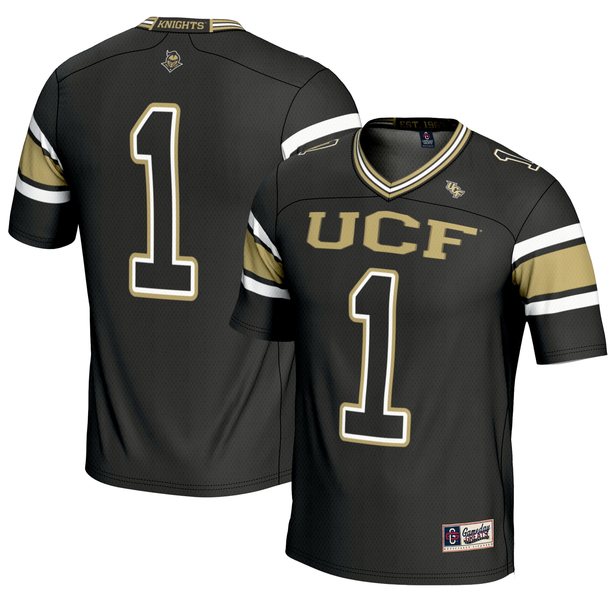 #1 UCF Knights Endzone Football Jersey Black - front and back view