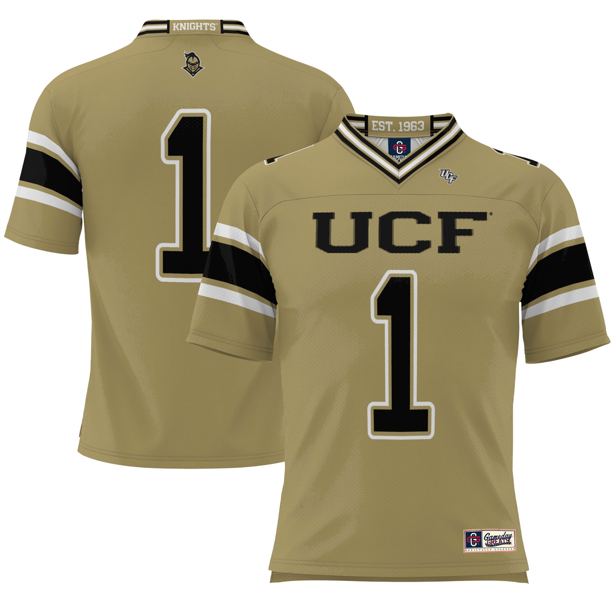 #1 UCF Knights Endzone Football Jersey Gold - front view