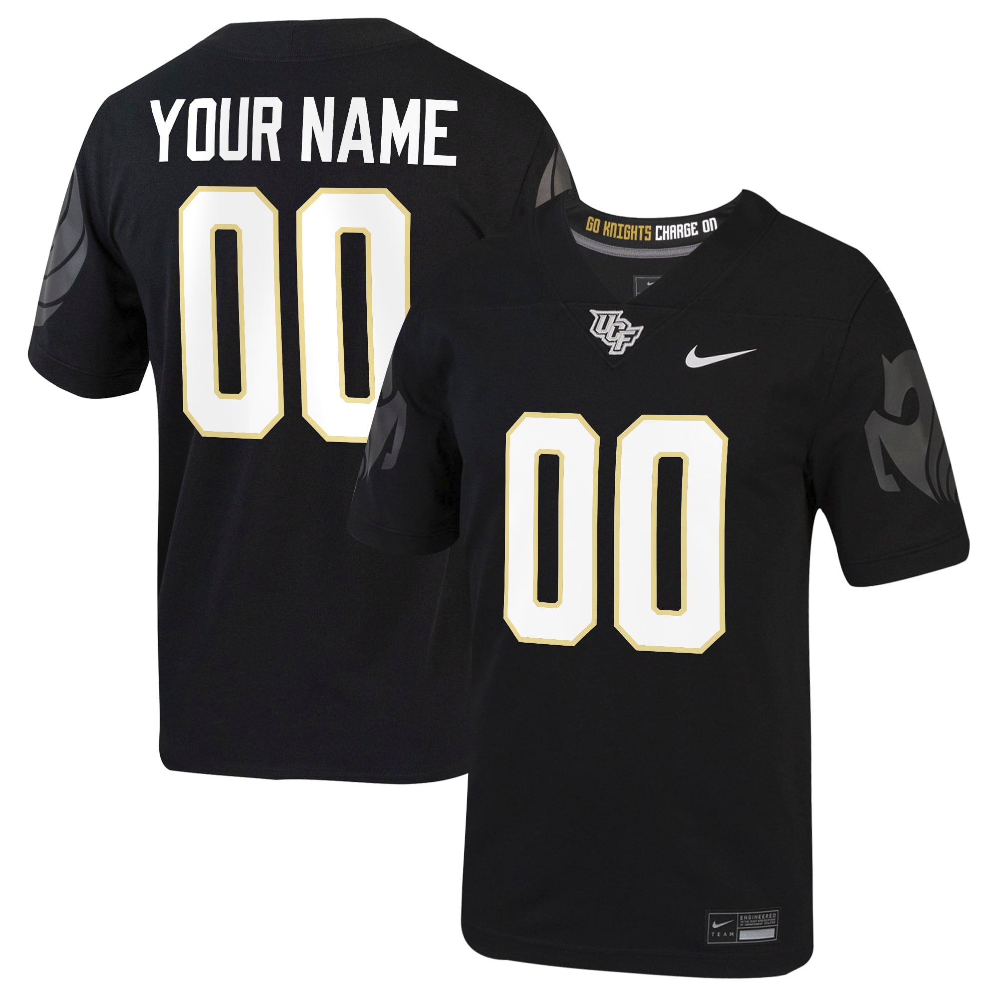 UCF Knights Football Custom Jersey Black - front and back view