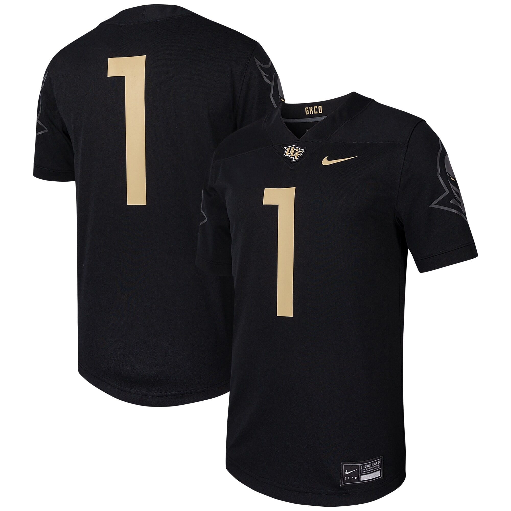 #1 UCF Knights Football Jersey Black - front and back view