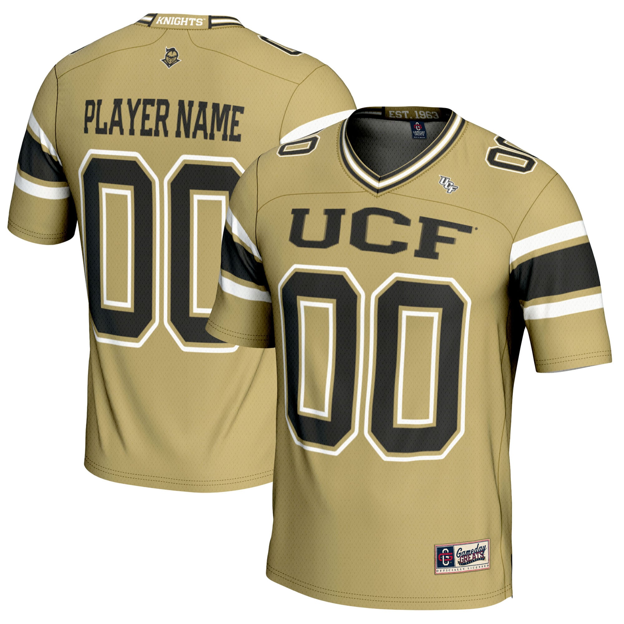 UCF Knights Football Jersey Gold - front and back view
