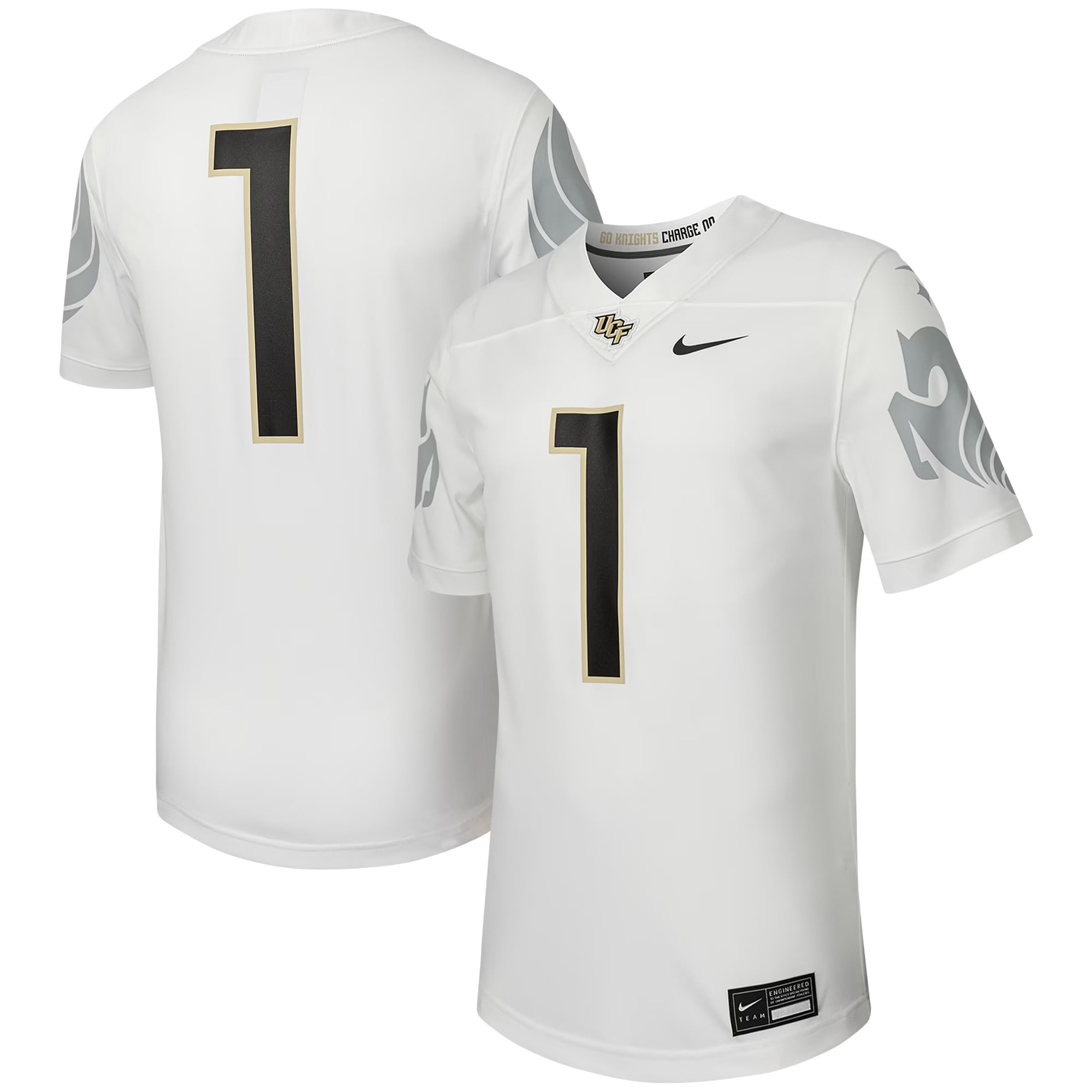 #1 UCF Knights Football Jersey White - front and back view