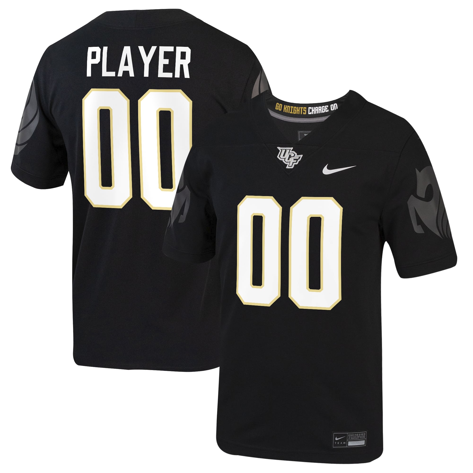 UCF Knights Home Custom Jersey Black - front and back view