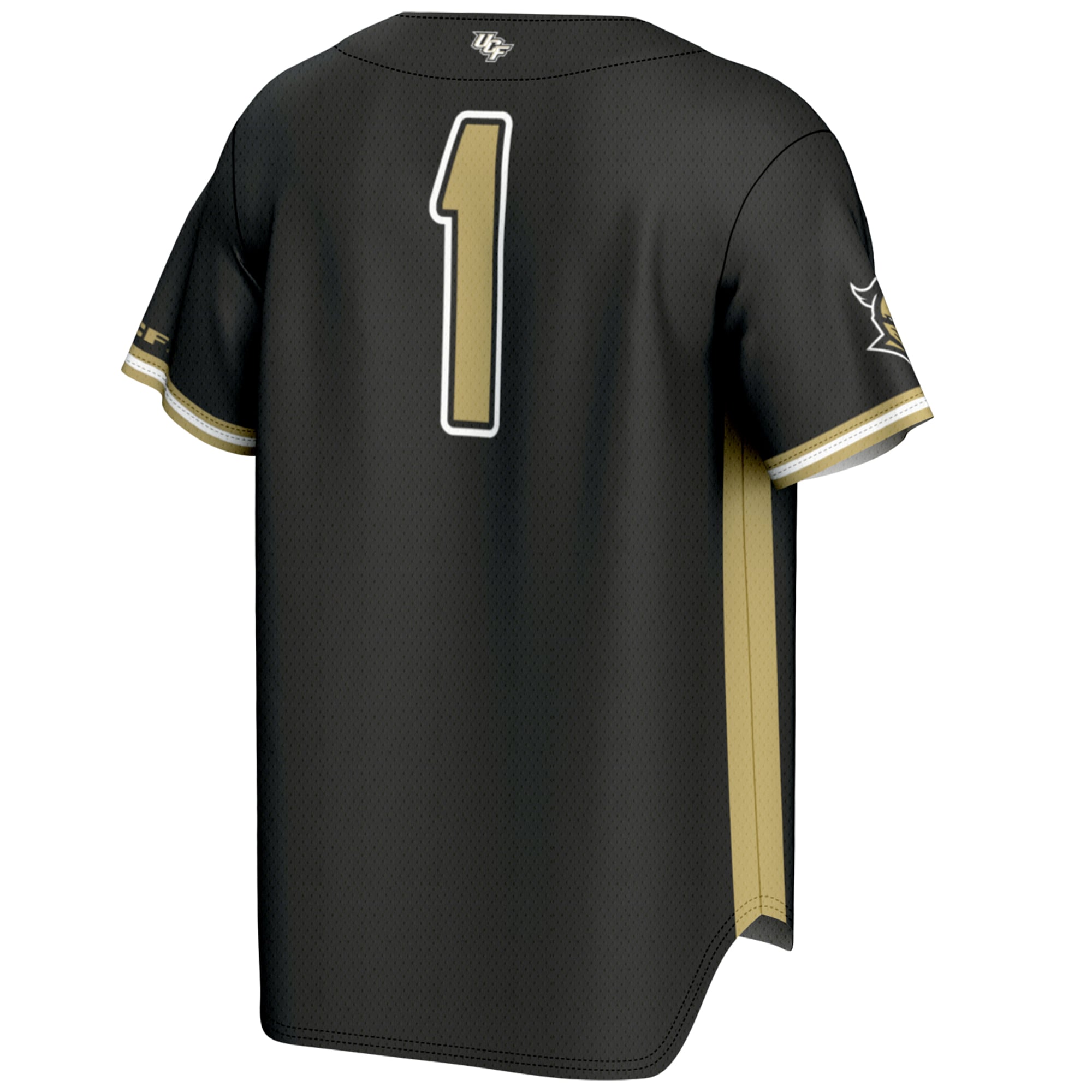 #1 UCF Knights Lightweight Baseball Jersey Black - back view