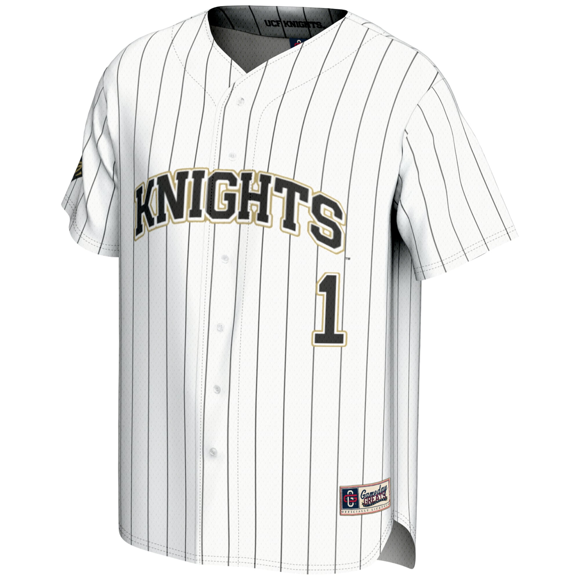 #1 UCF Knights Lightweight Baseball Jersey White - front view