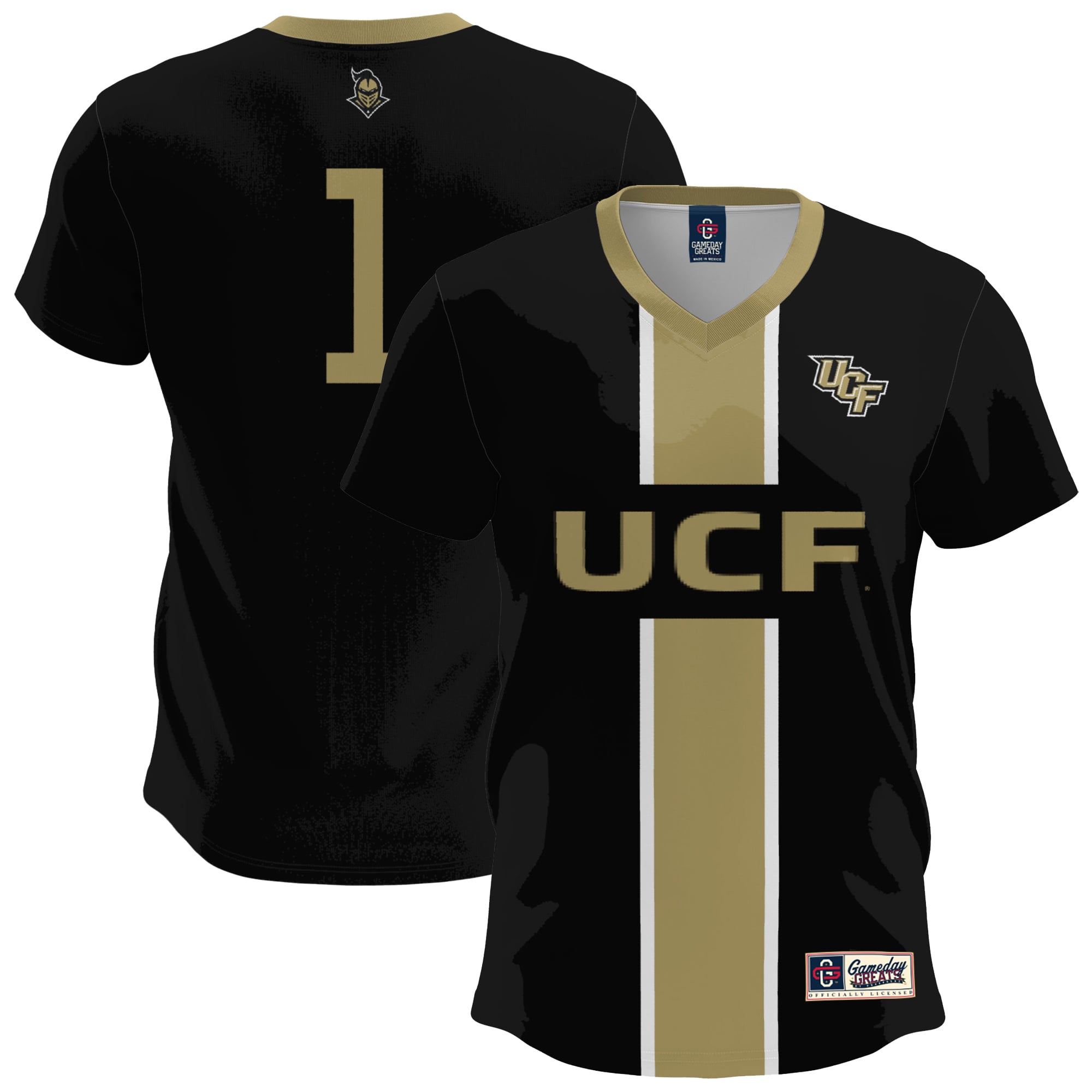 UCF Knights Youth Lightweight Soccer Fashion Jersey Black - front and back view
