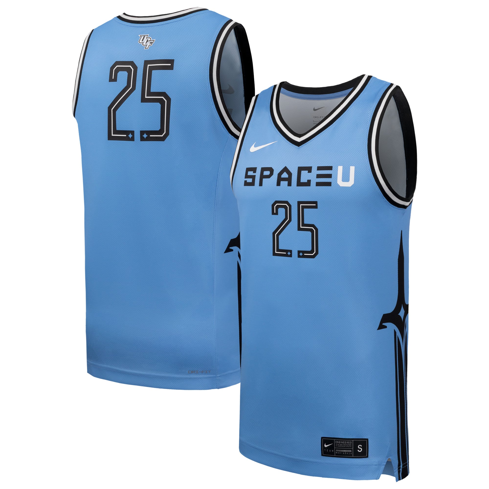 UCF Knights Space Game Basketball Jersey Light Blue - front and back view