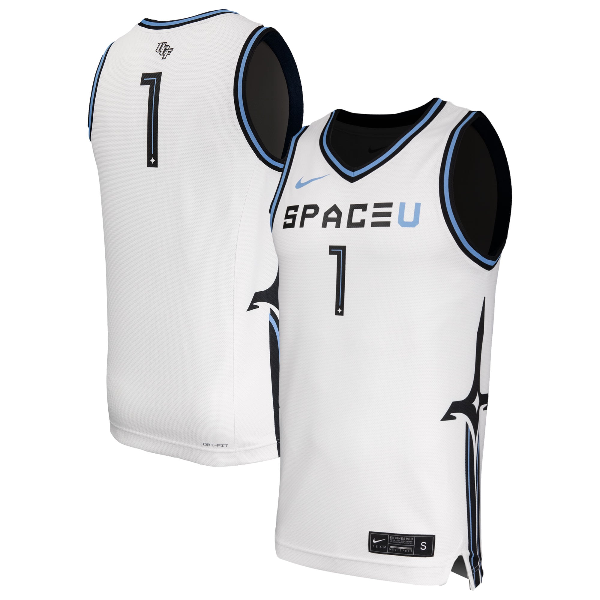 UCF Knights Space Game Basketball Jersey White - front and back view