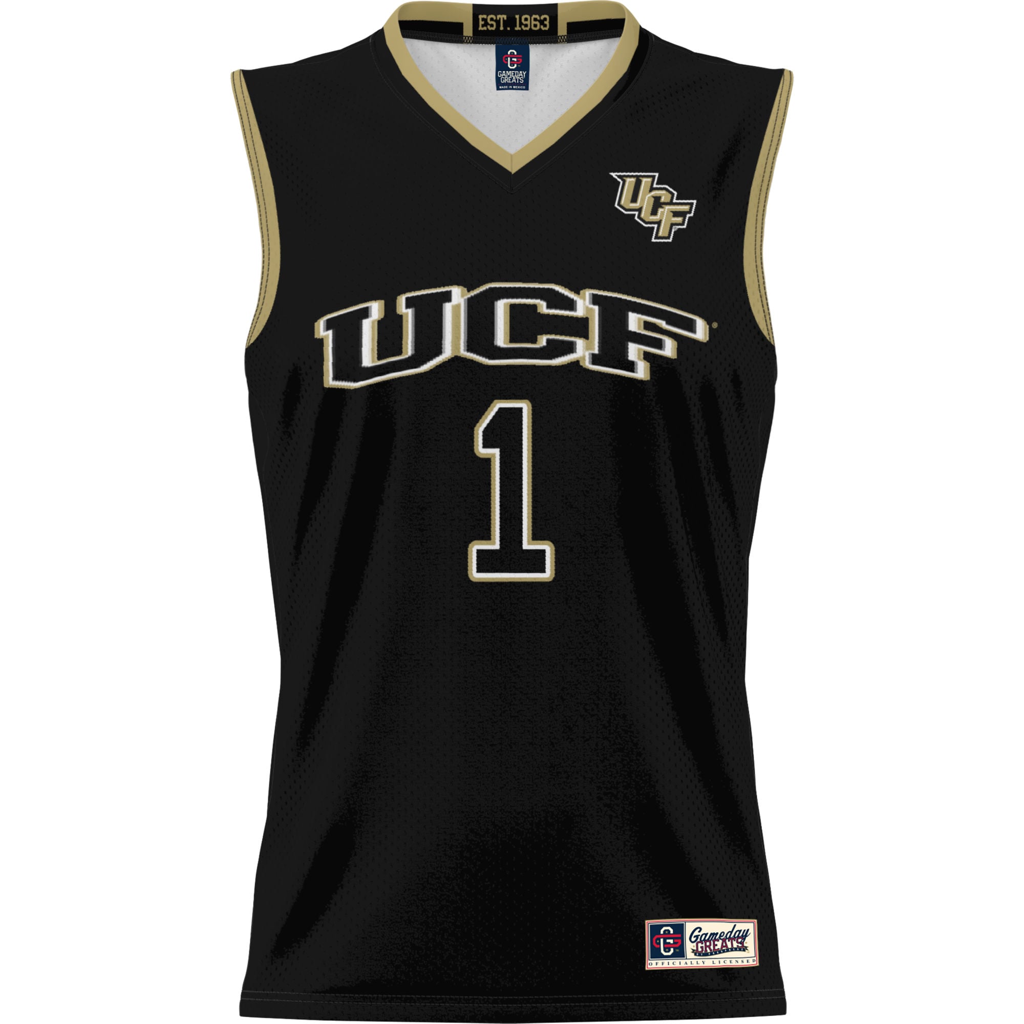 #1 UCF Knights Unisex Lightweight Basketball Jersey Black - front view