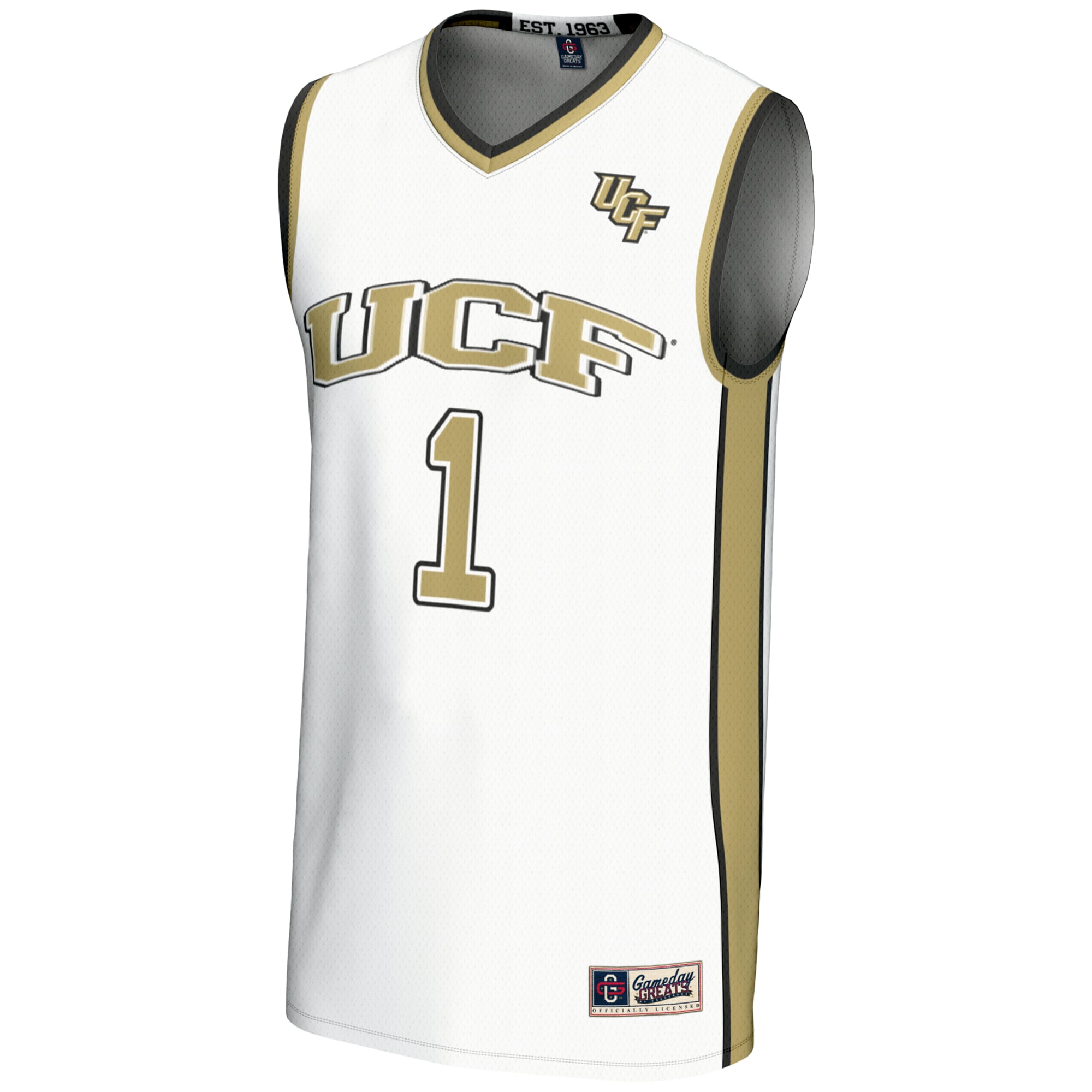 #1 UCF Knights Unisex Lightweight Basketball Jersey White - front view