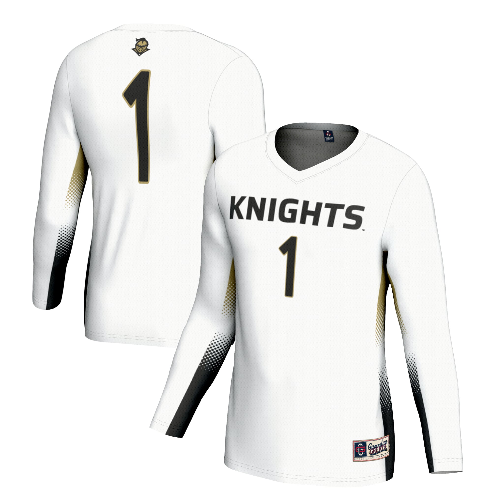 #1 UCF Knights Unisex Lightweight Volleyball Jersey White - front and back view
