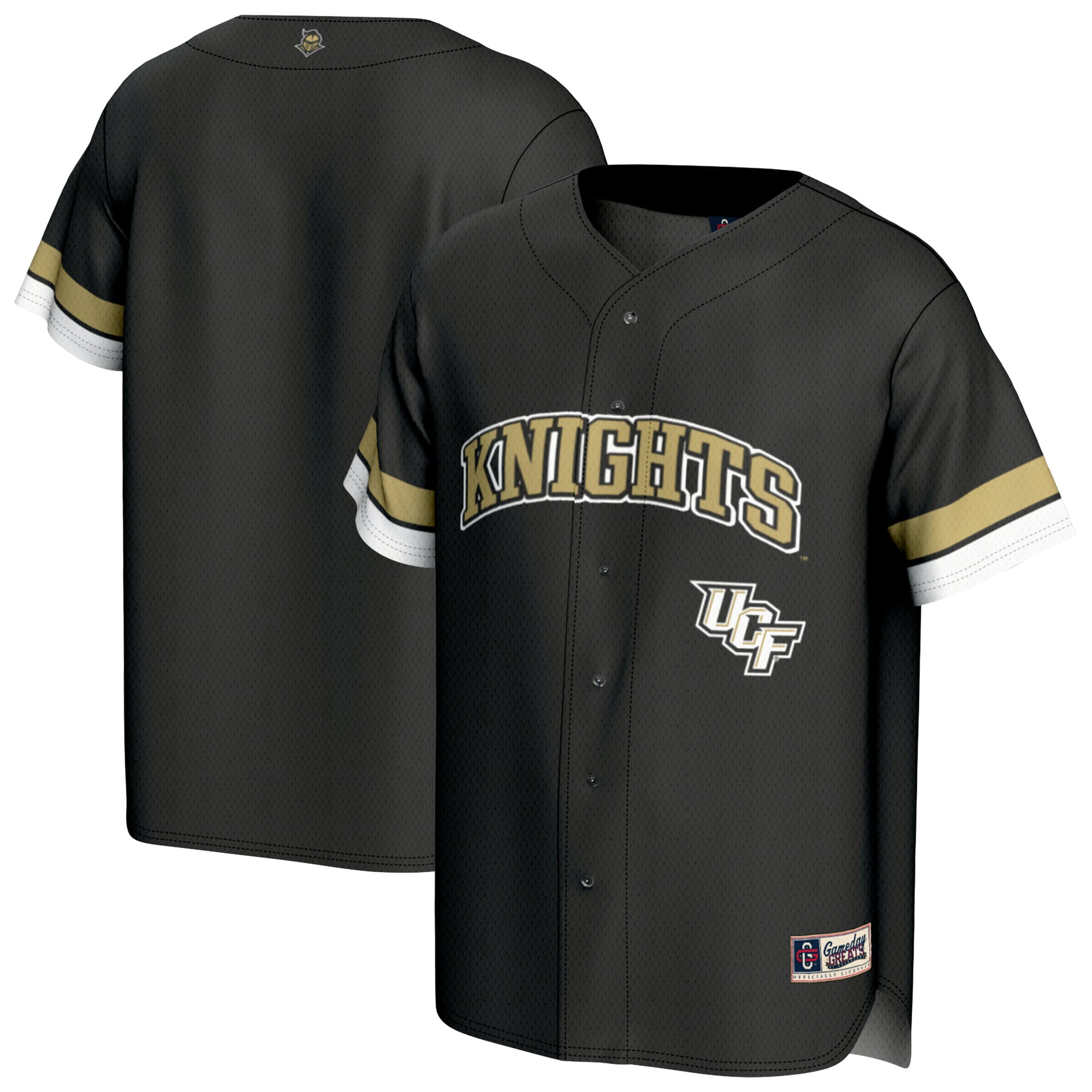 UCF Knights Unisex Spirit Baseball Jersey Black - front and back view