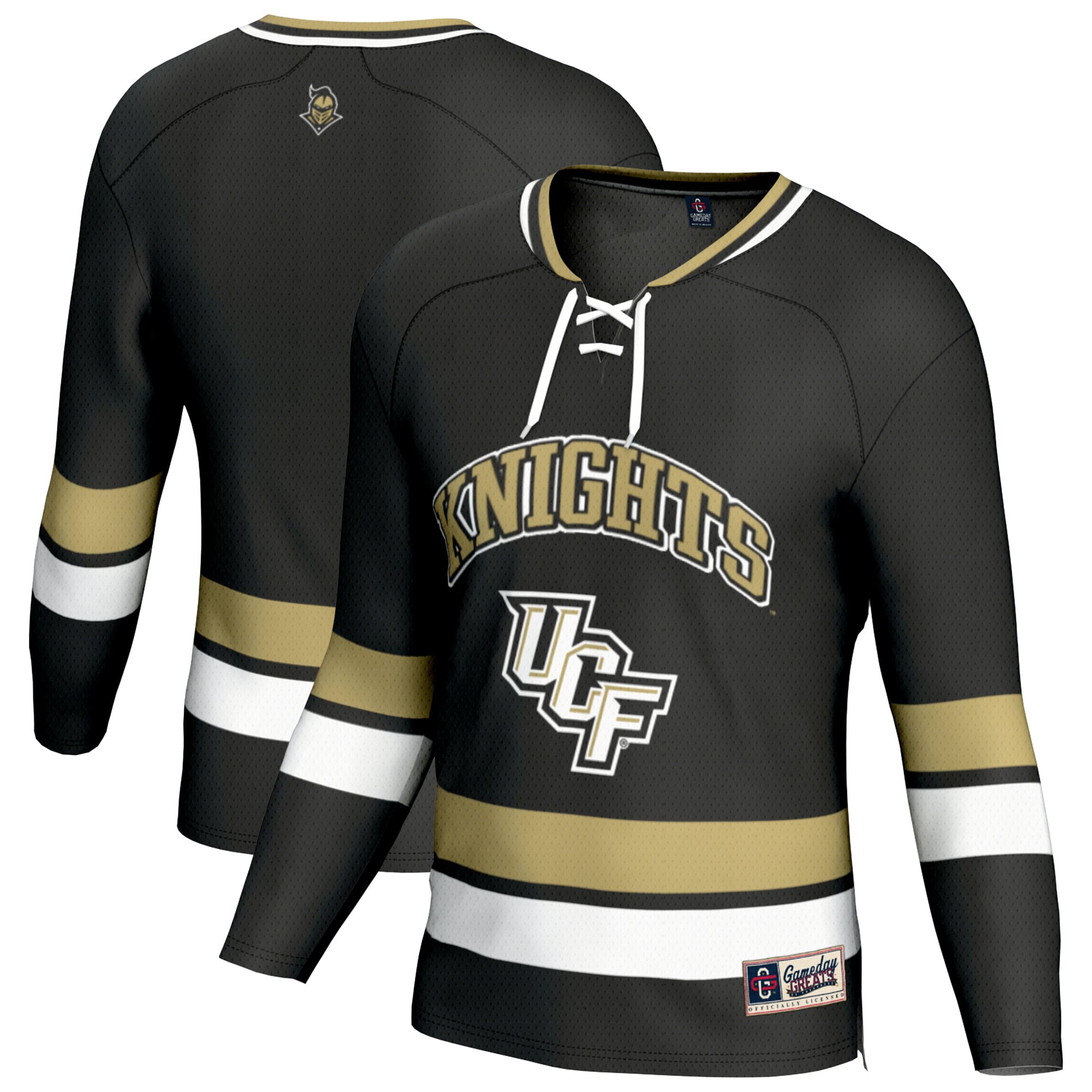 UCF Knights Unisex Spirit Hockey Jersey Black - front and back view