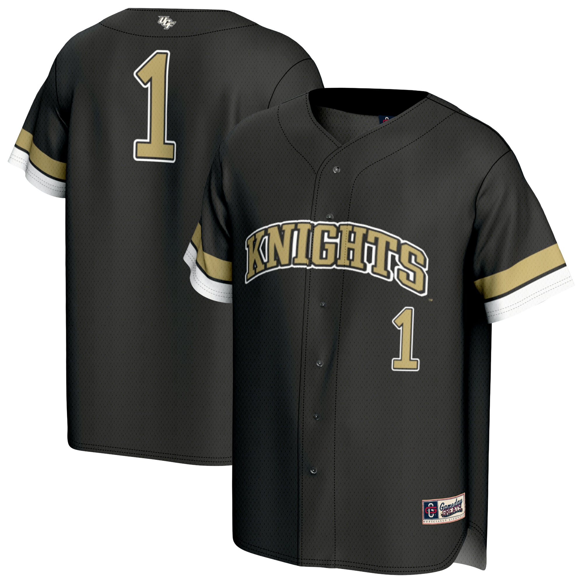 UCF Knights Youth Collegiate Baseball Fashion Jersey Black - front and back view