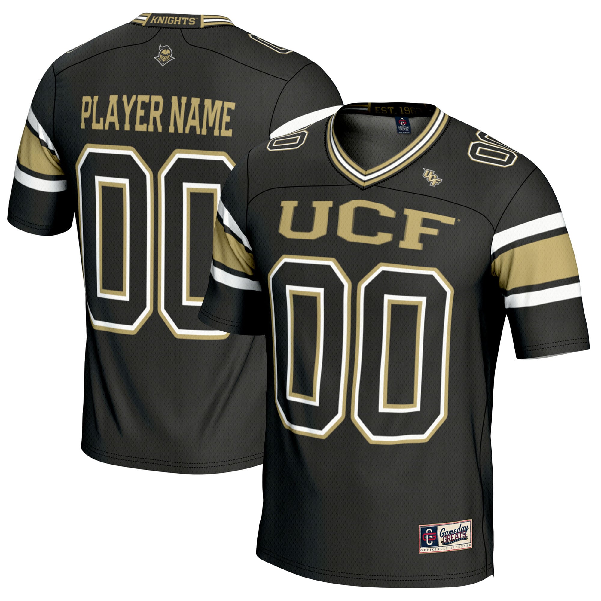 UCF Knights Youth Football Jersey Black - front and back view