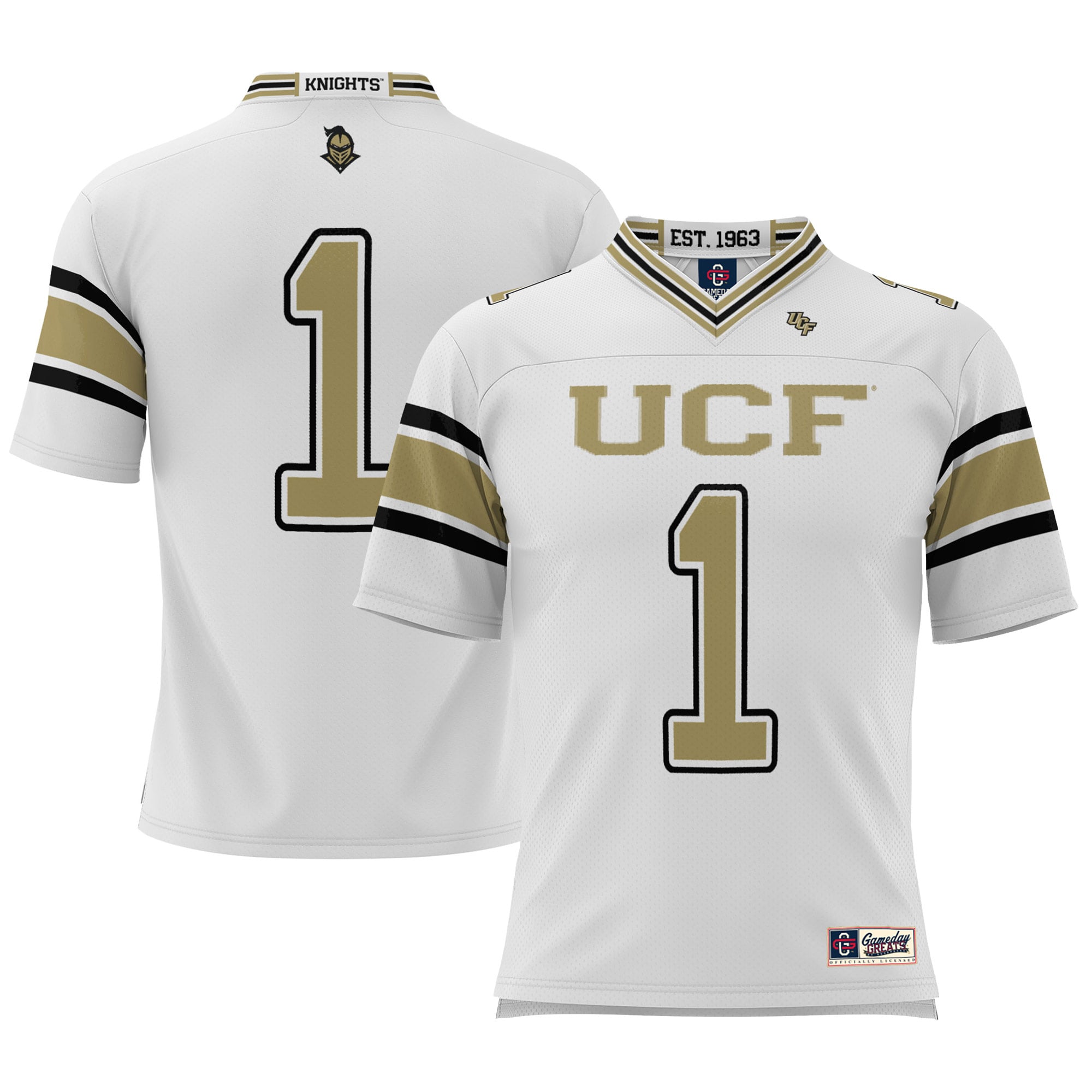 #1 UCF Knights Youth Football Jersey White - front view