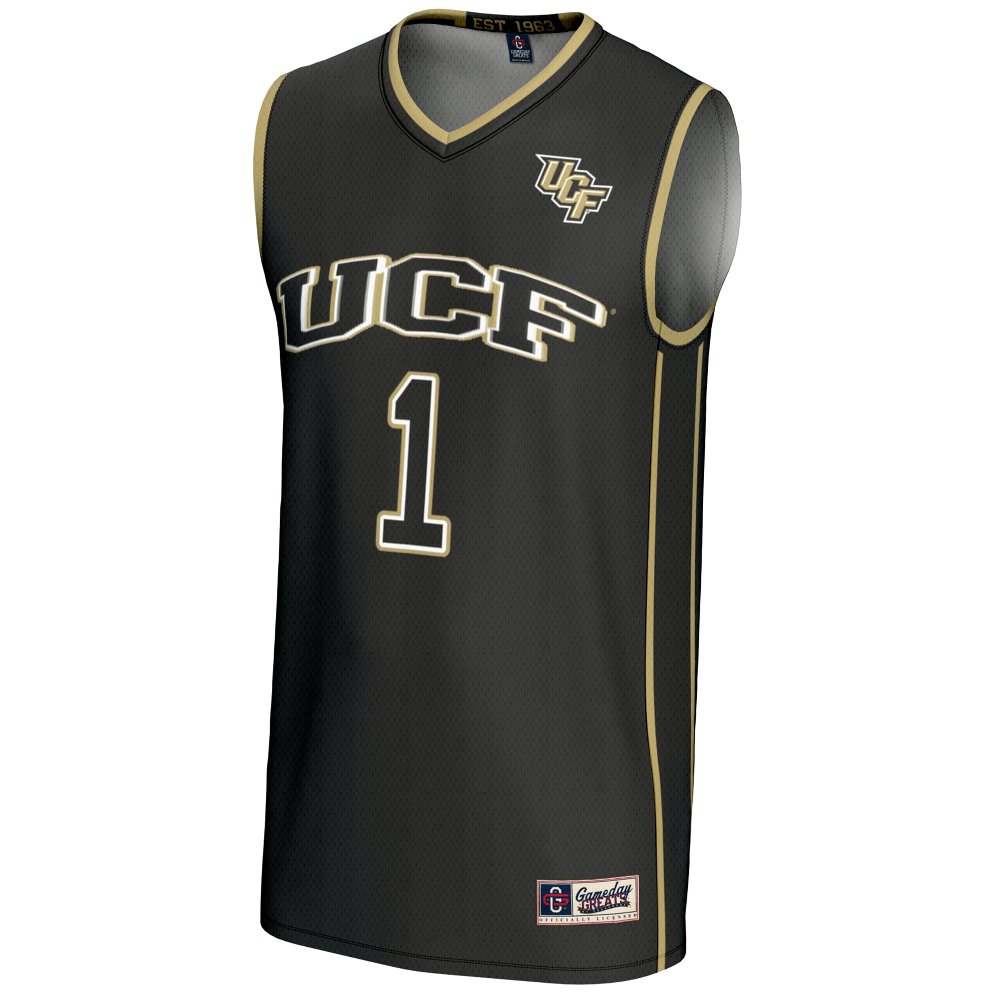 #1 UCF Knights Youth Lightweight Basketball Jersey Black - front view