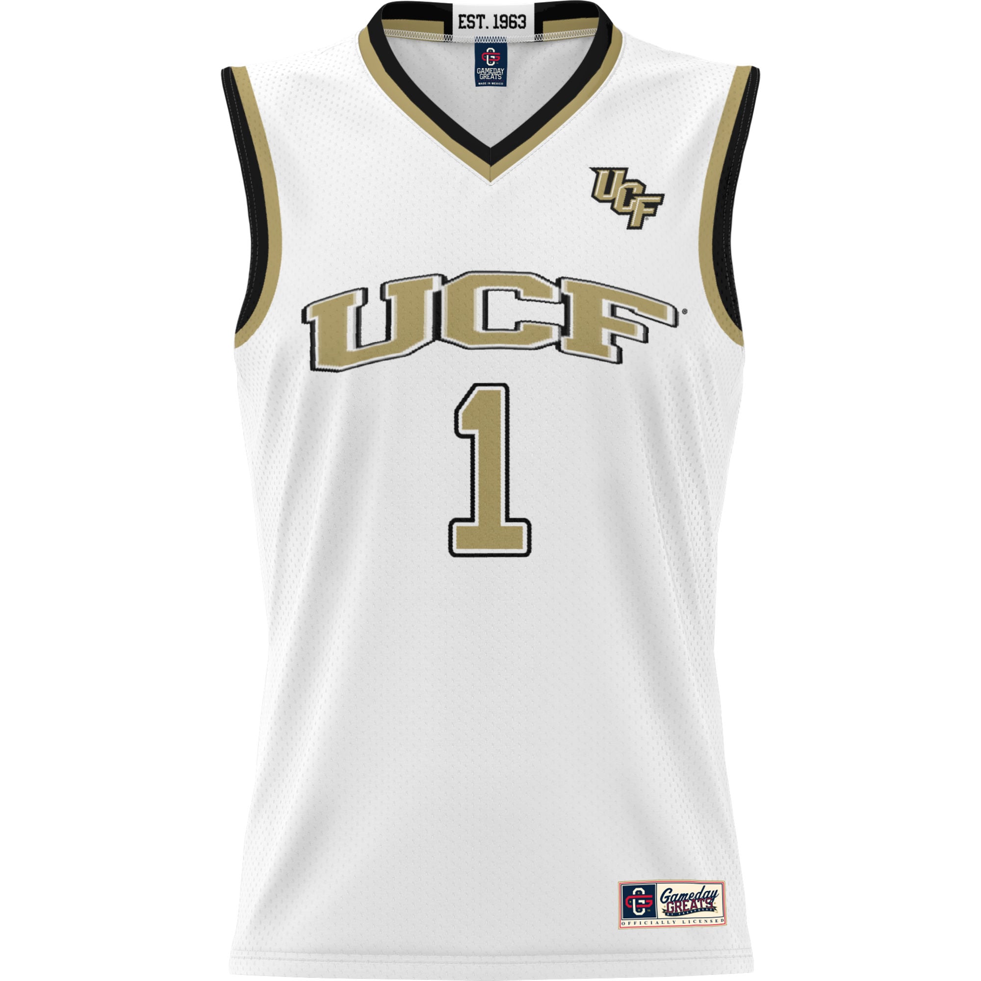 #1 UCF Knights Youth Lightweight Basketball Jersey White - front view